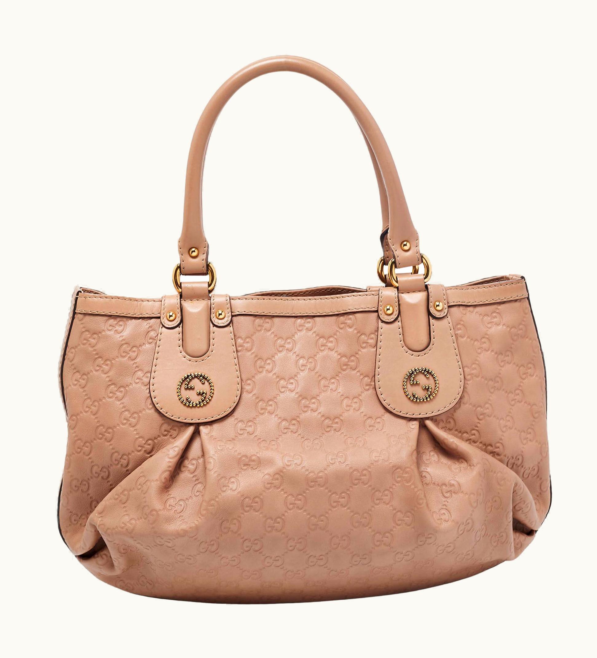 Gucci Gucci Beige Guccissima Leather Scarlett Stud Interlocking G Hobo UZ0575344