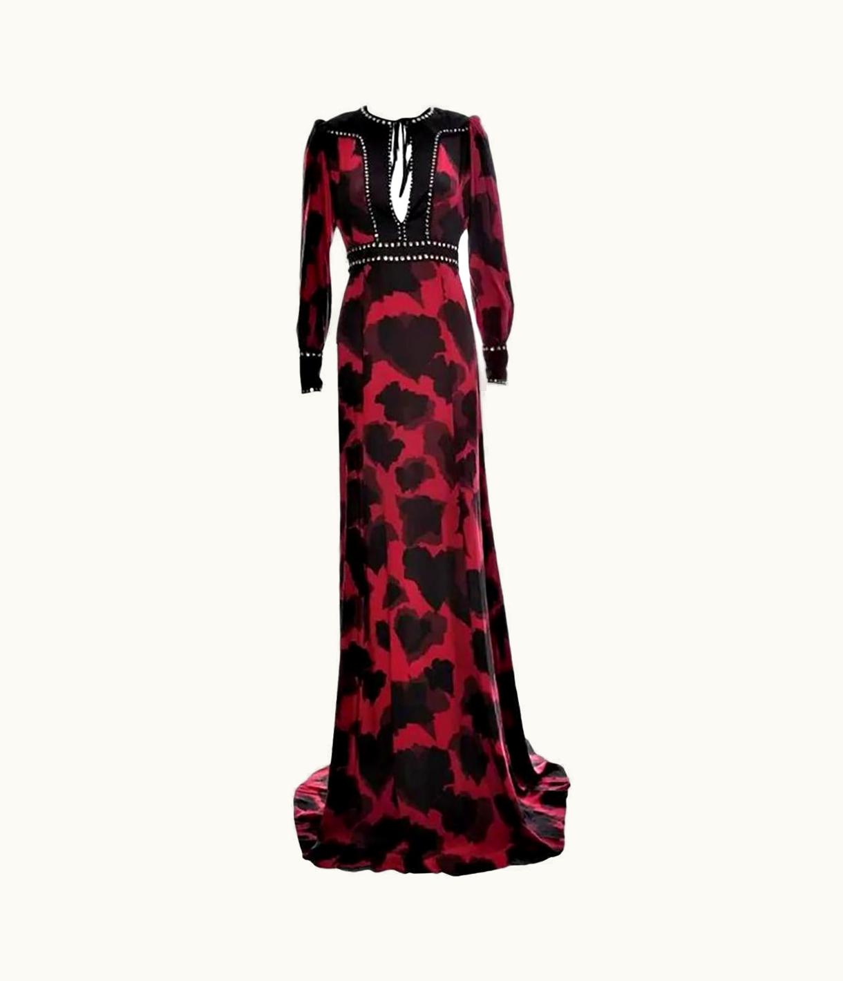 Gucci Pre-Fall 2015 Gucci Burgundy Long Silk Dress