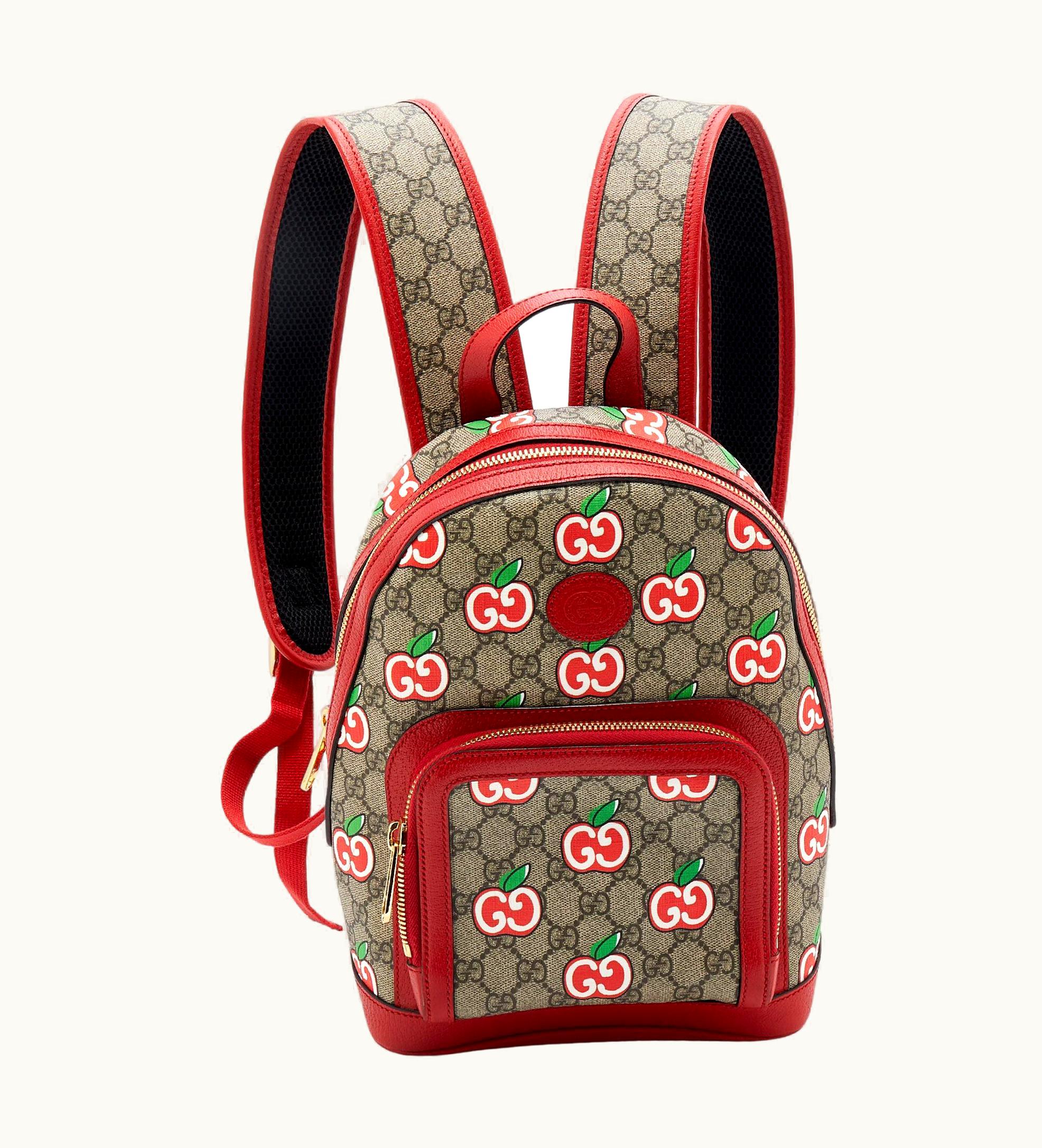 Gucci Gucci Beige/Red Gg Supreme Canvas And Leather Small Backpack