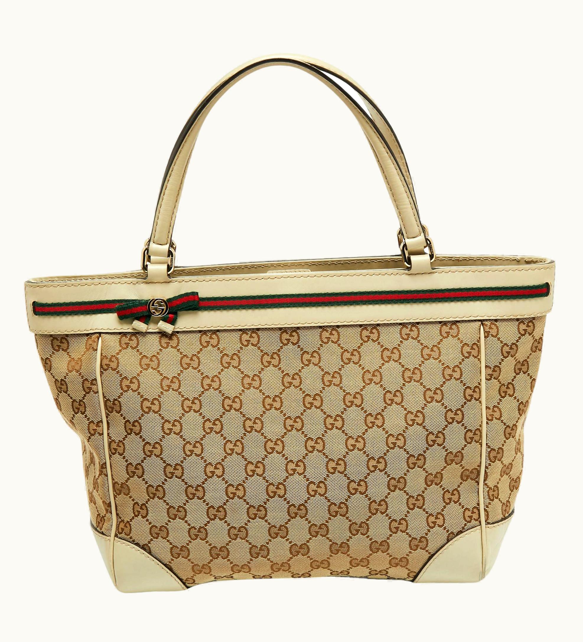Gucci Gucci Beige/Cream Gg Canvas And Leather Mayfair Tote
