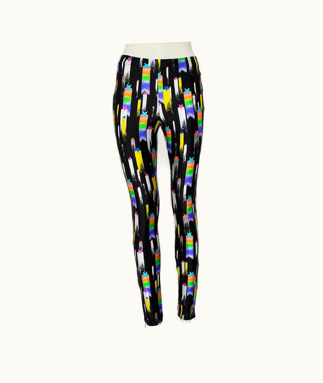 Gucci Gucci Black Shooting Star Printed Jersey Zipper Hem Detail Leggings