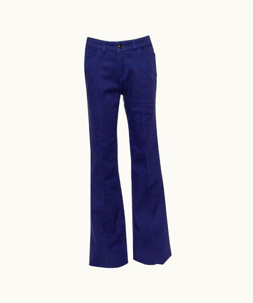Gucci Gucci Navy Blue Denim Paneled Flared Leg Jeans