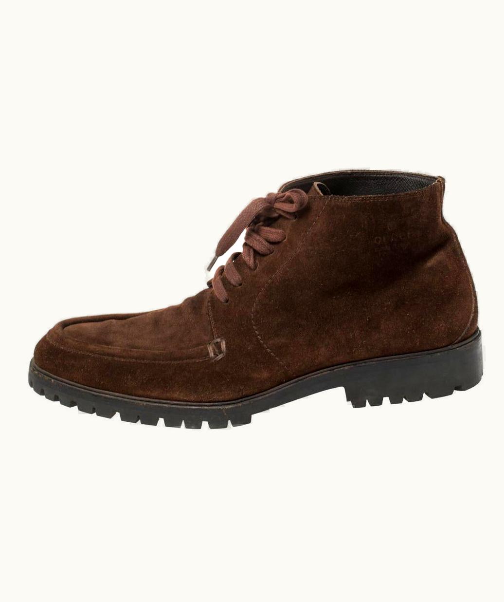 Gucci Gucci Brown Suede Lace Up Ankle Boots