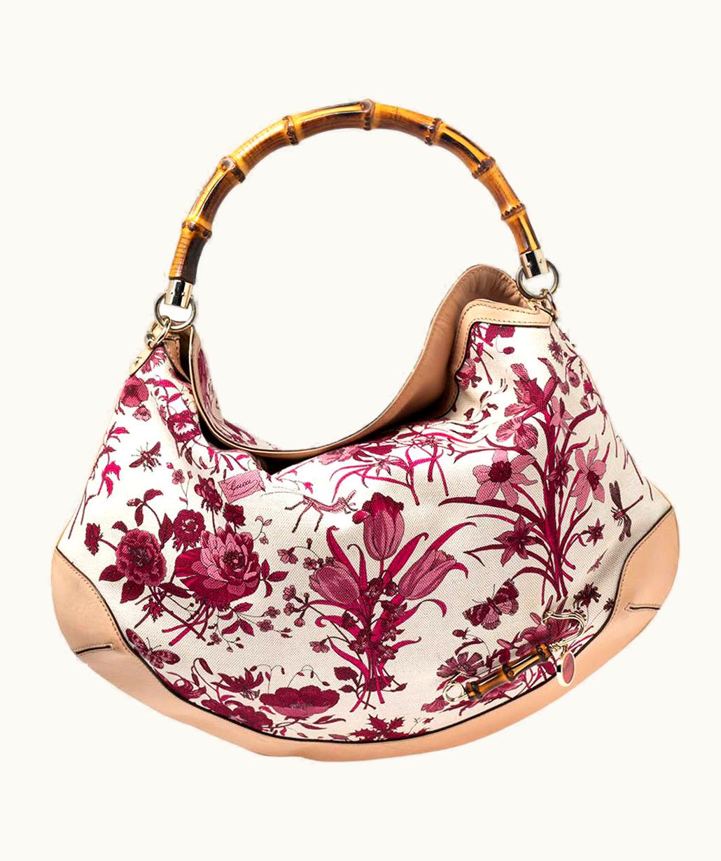 Gucci Gucci Peggy GLINT Floral Canvas And Leather Hobo