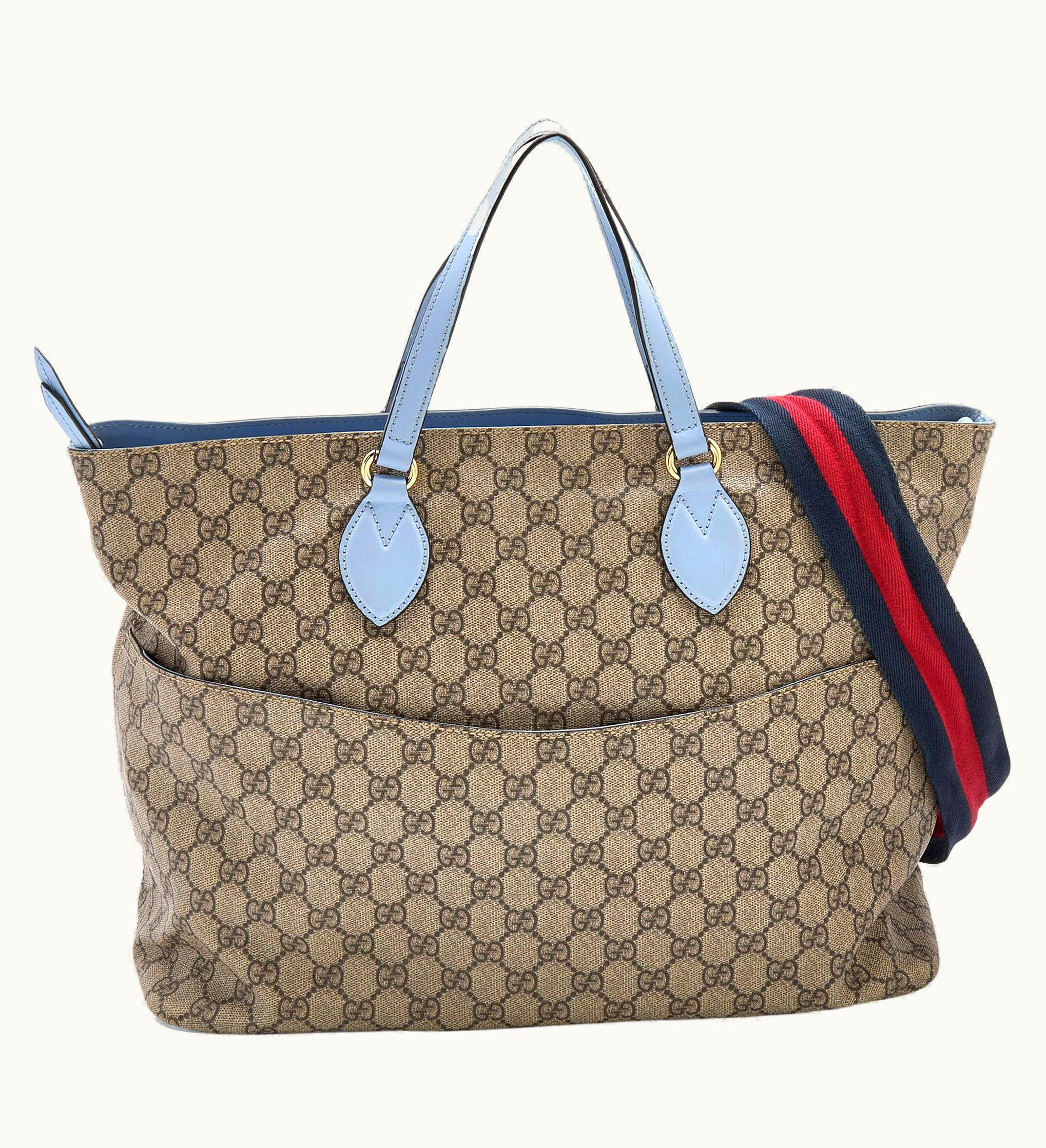 Gucci Gucci Beige/Blue Gg Supreme Canvas And Leather Diaper Bag