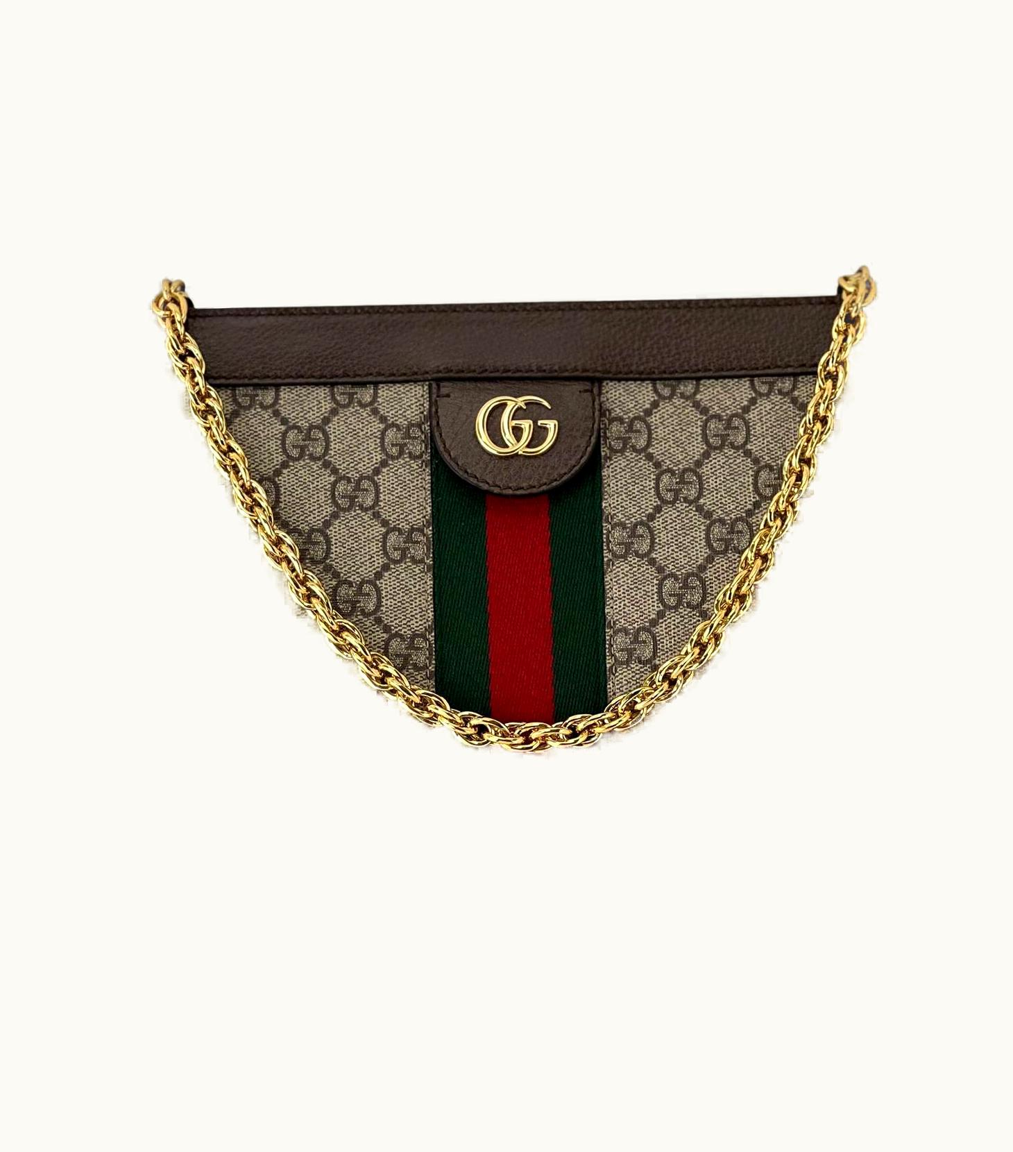 Gucci Gucci Gg Supreme Ophidia Small Monogram Web Brown Shoulder Clutch Bag