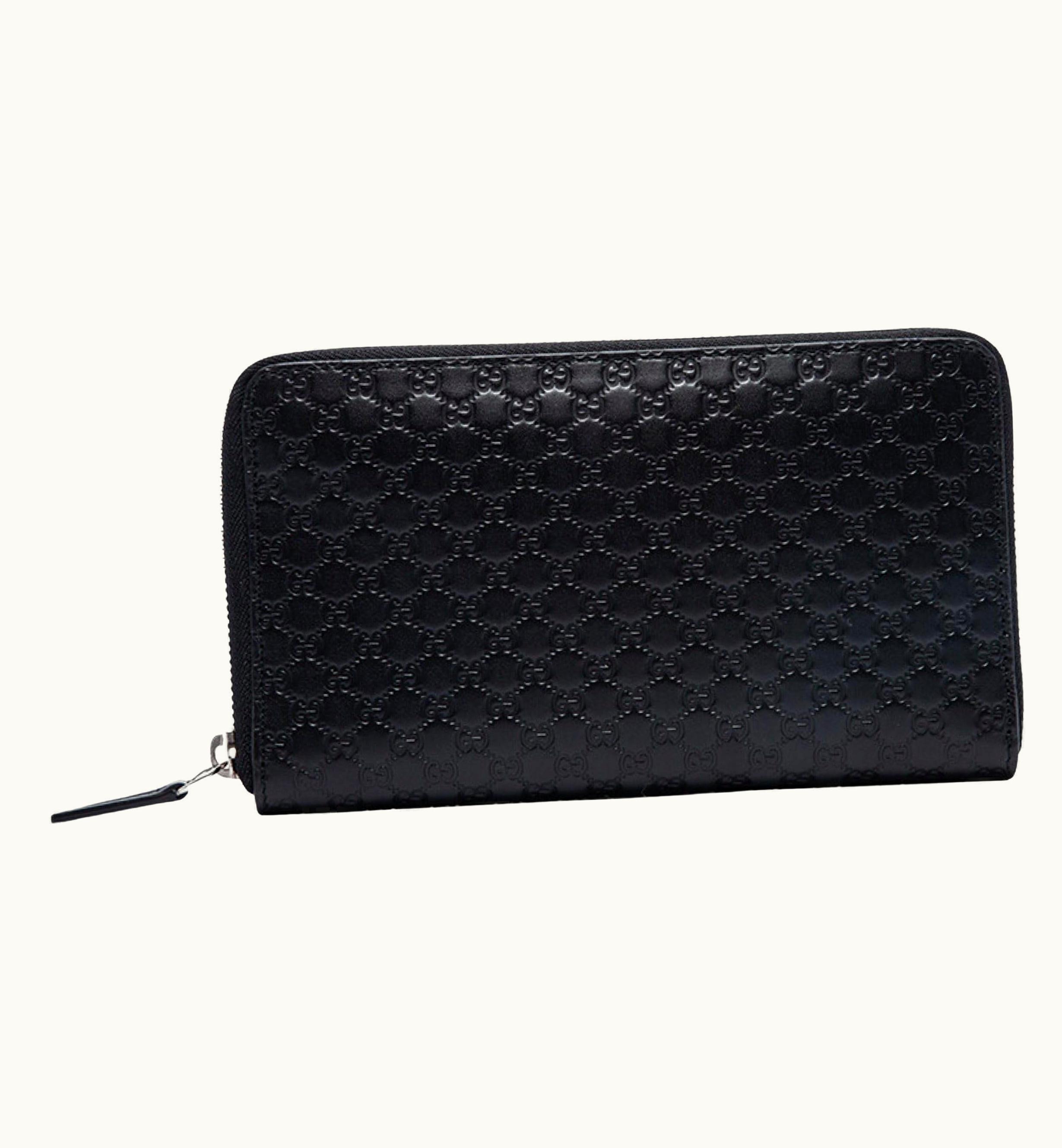Gucci Gucci Black Gg Guccissima Monogram Leather Zip Around Clutch Bag