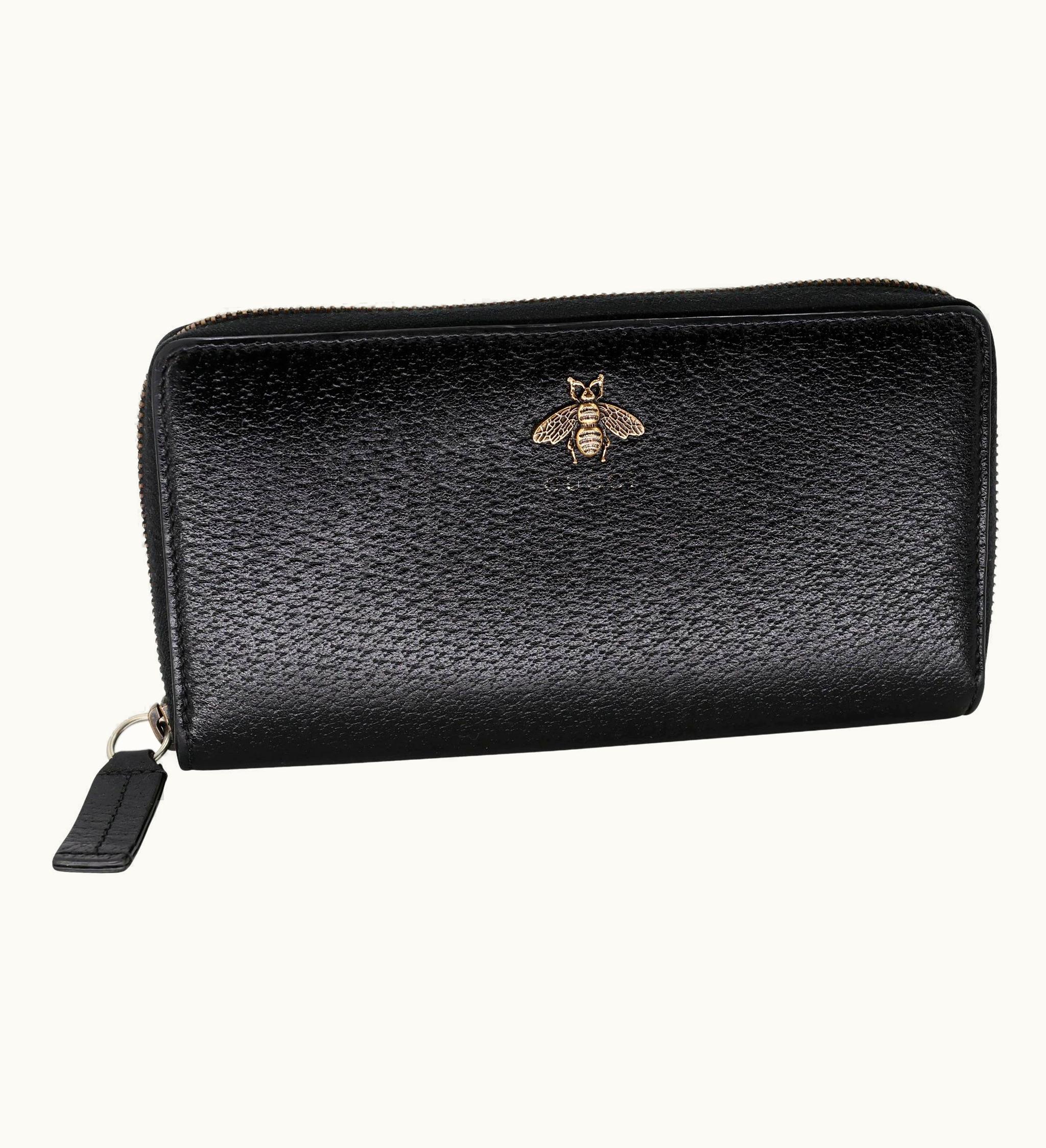 Gucci Gucci Bee Animalier Leather Zip Around Long Wallet Gg-w1009p-0006