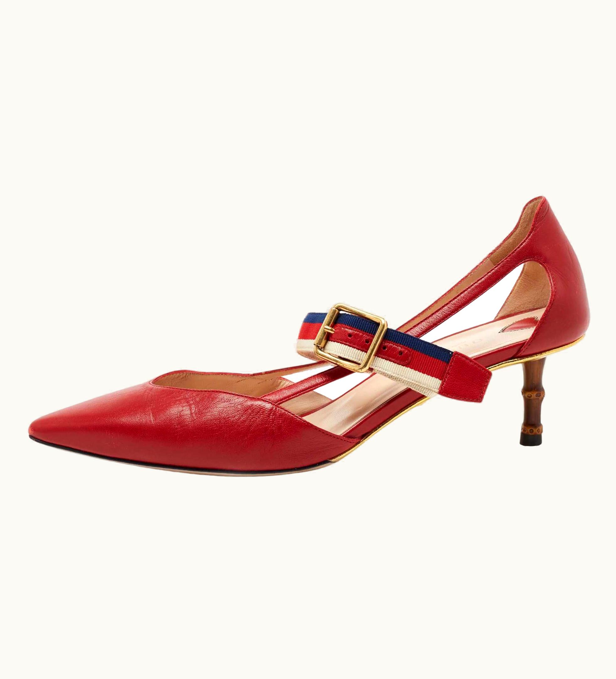 Gucci Gucci Red Leather Unia Mary Jane Pumps