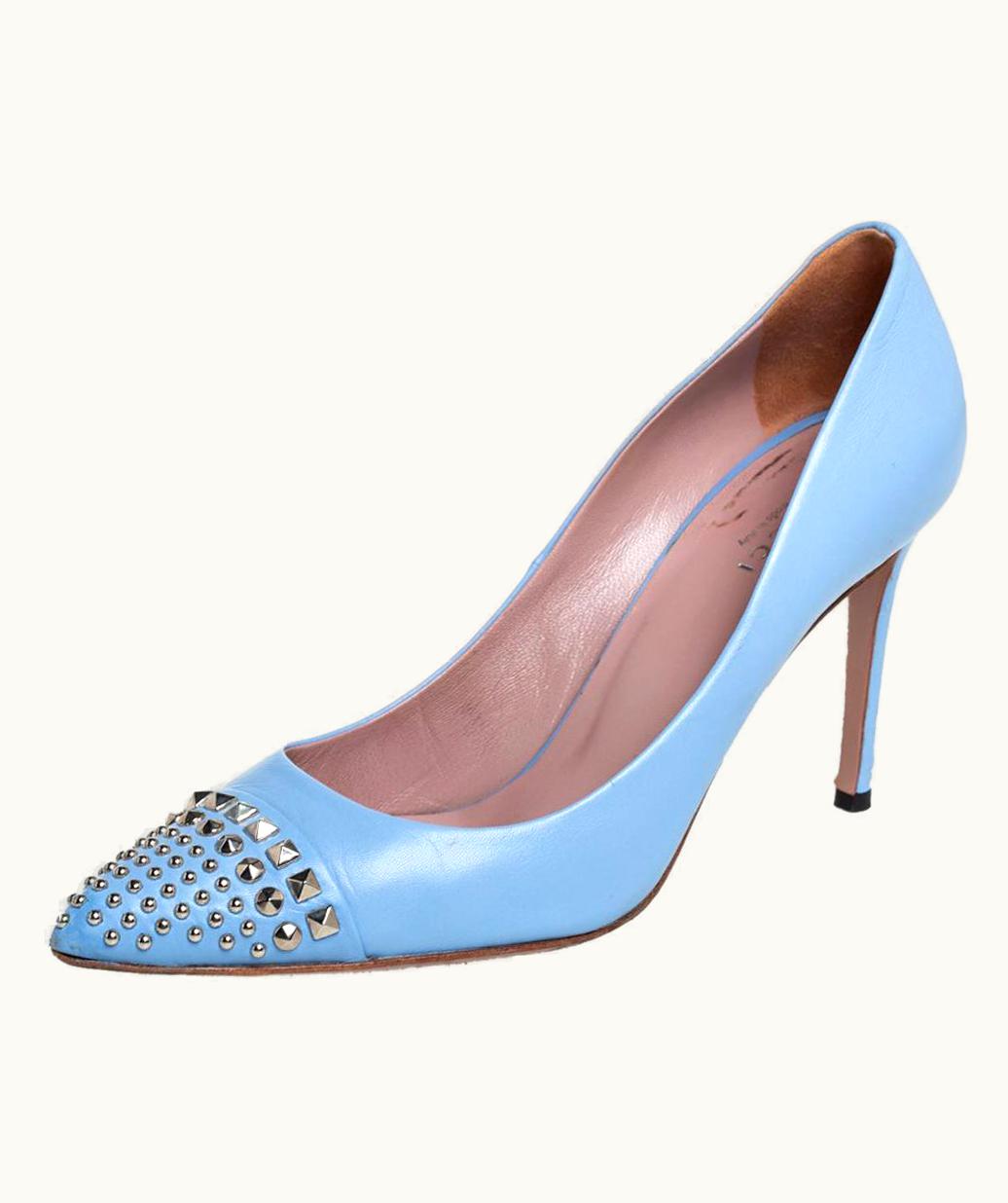 Gucci Gucci Blue Leather Studded Pointed Toe Pumps