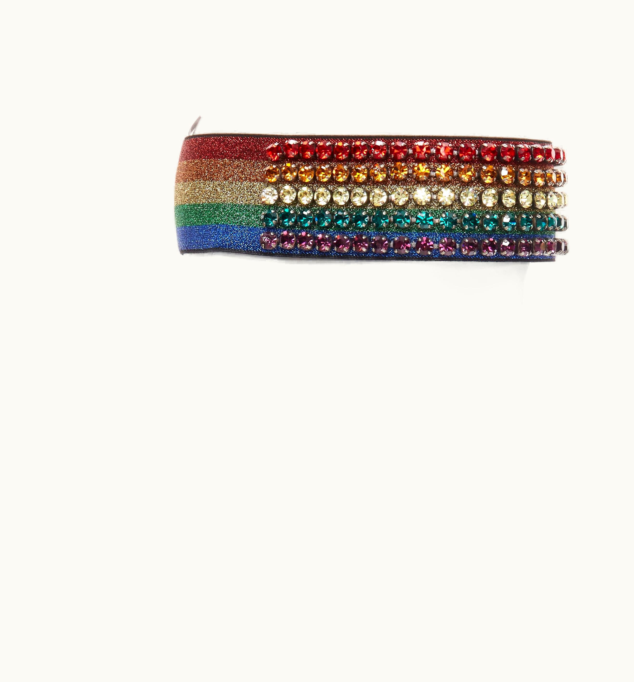 Gucci Gucci Webby Rhinestone Crystal Encrusted Rainbow Web Headband