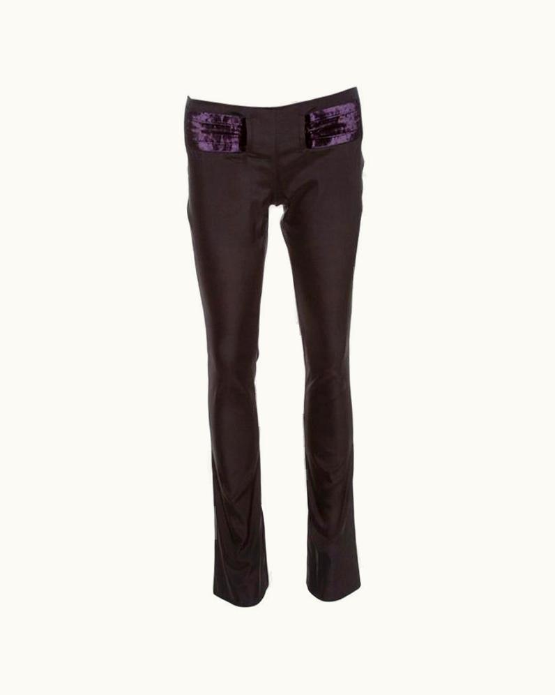 Gucci Gucci Brown Synthetic And Velvet Waist Trim Trousers