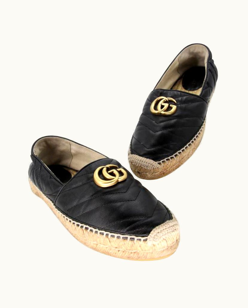 Gucci Gucci Eapadraille 37.5 Marmont Leather Gg Logo Flats Gg-s0106p-0140
