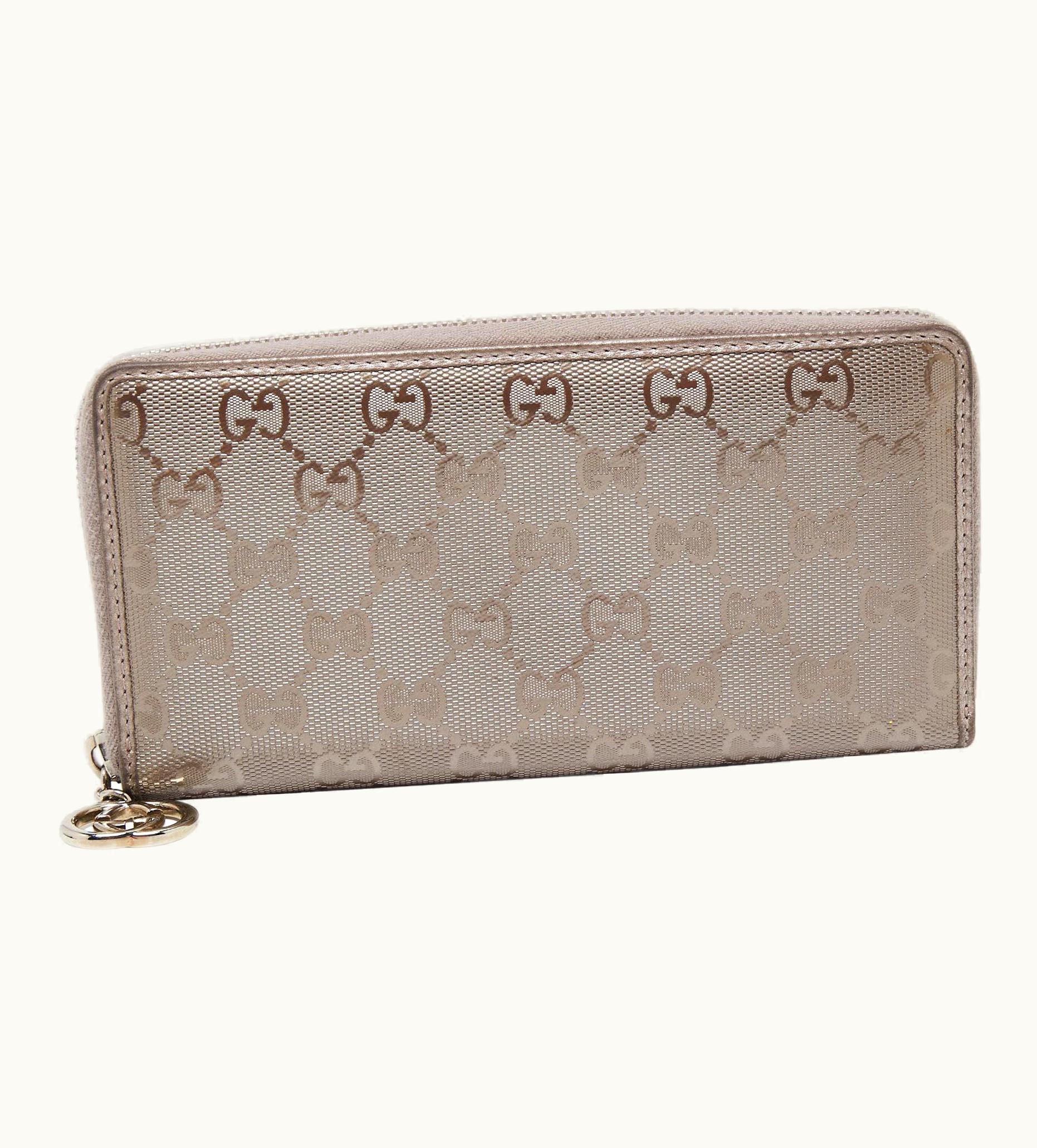 Gucci Gucci Lilac Gg Imprime Canvas Zip Around Wallet