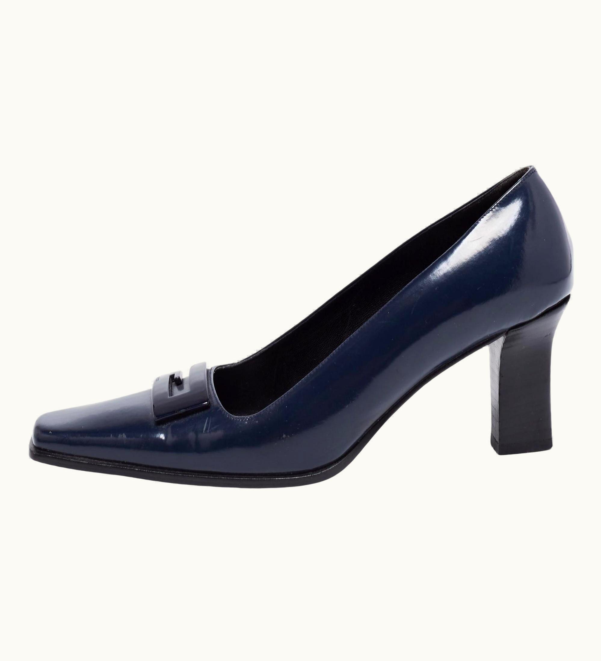 Gucci Gucci Midnight Blue Patent Leather Square-Toe Pumps