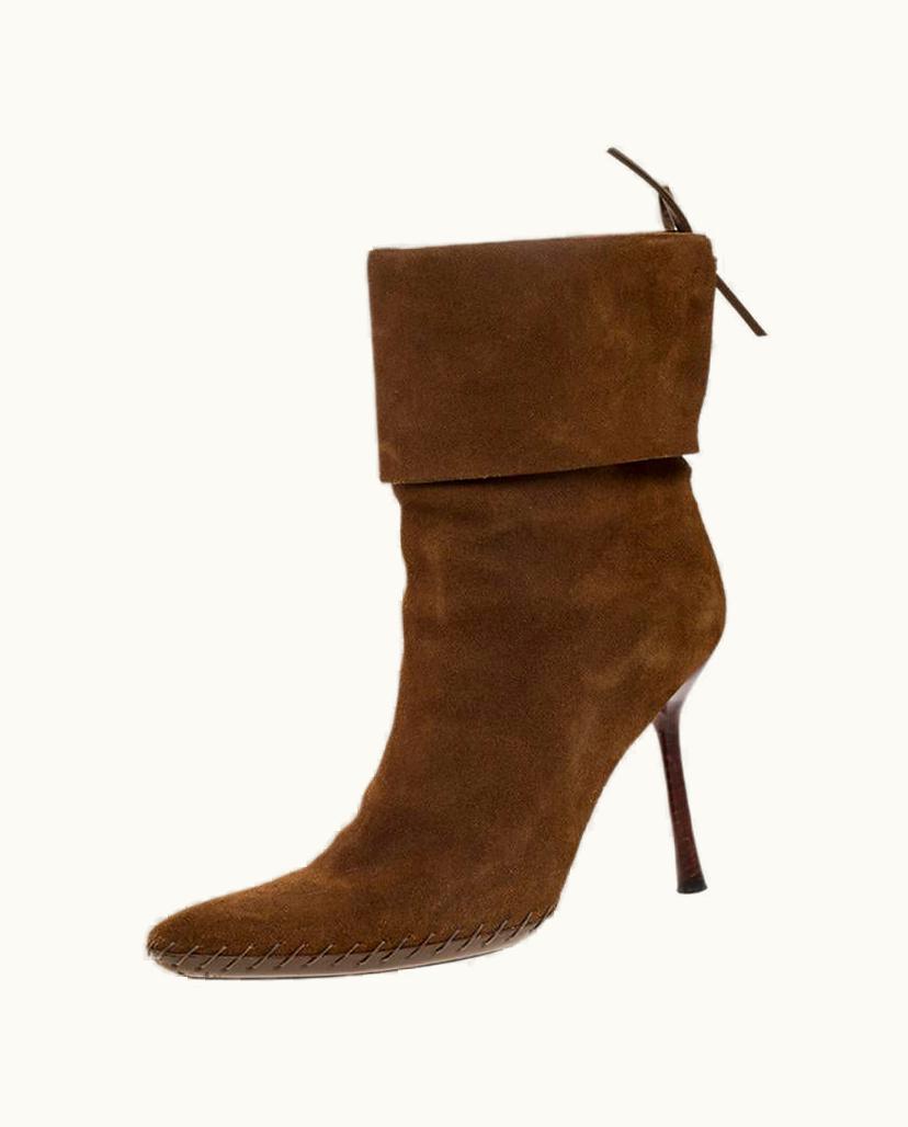 Gucci Gucci Camel Suede Leather Pointed Toe Ankle Boots
