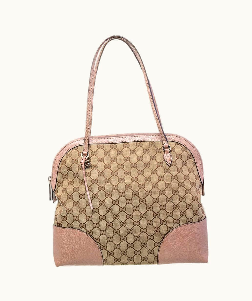 Gucci Gucci Beige/Old Rose Gg Canvas And Leather Bree Shoulder Bag