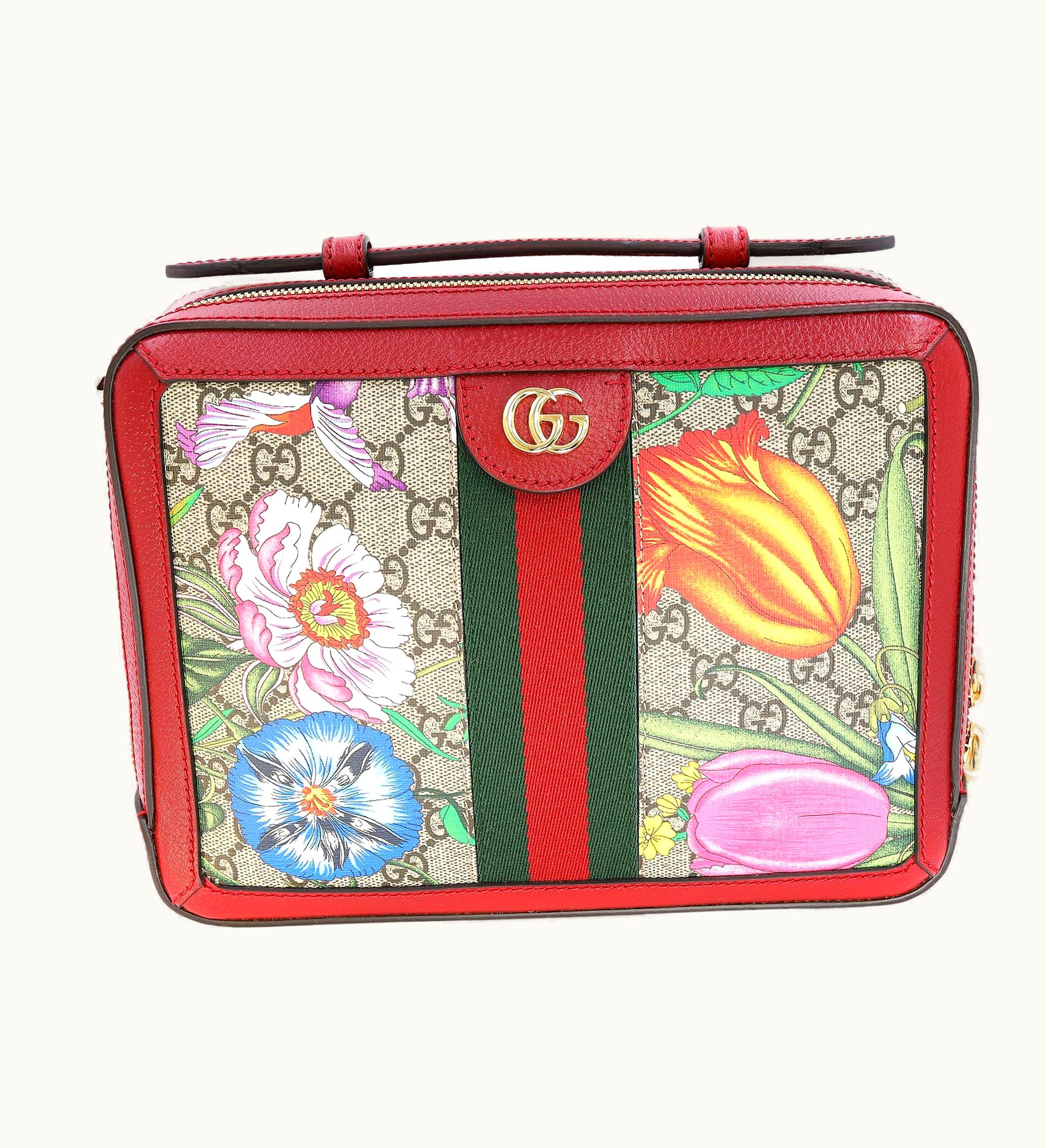 Gucci Gucci Ophidia Gg Supreme Flora Canvas Top Handle Small Shoulder Camera Bag
