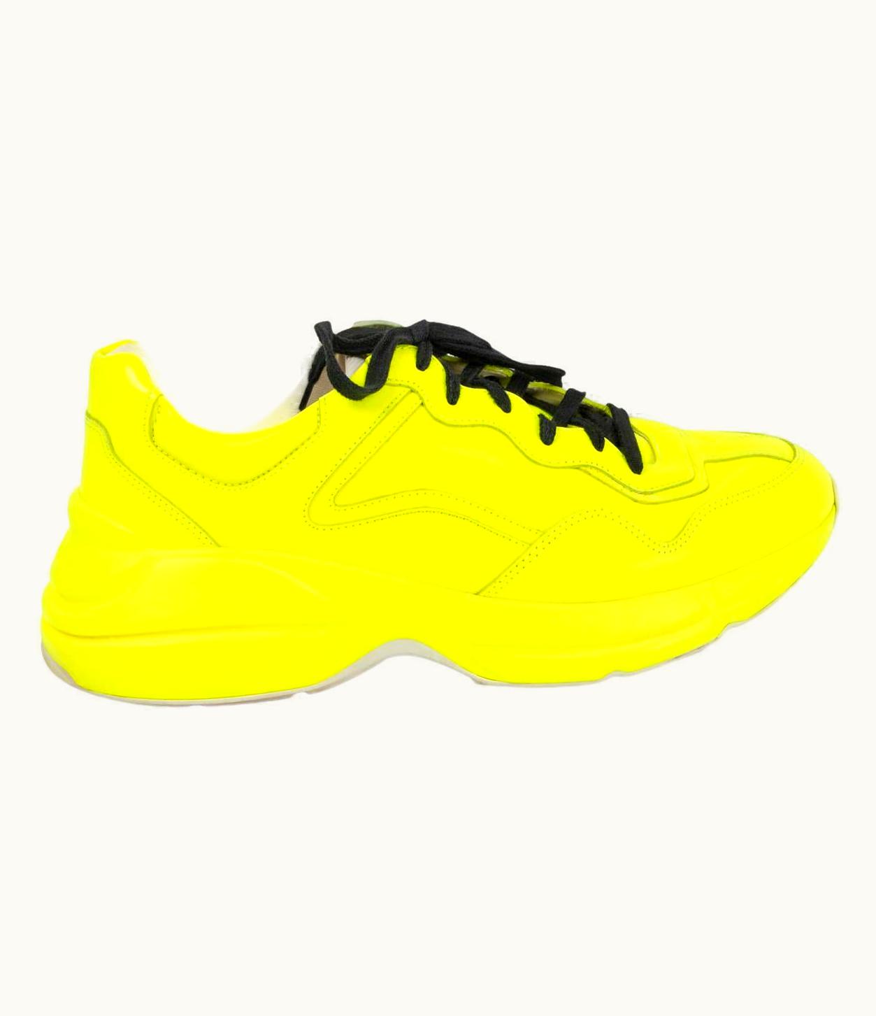Gucci Gucci Neon Yellow Leather Rython Sneakers Shoes 8 42 (mens) Or 40 (women)
