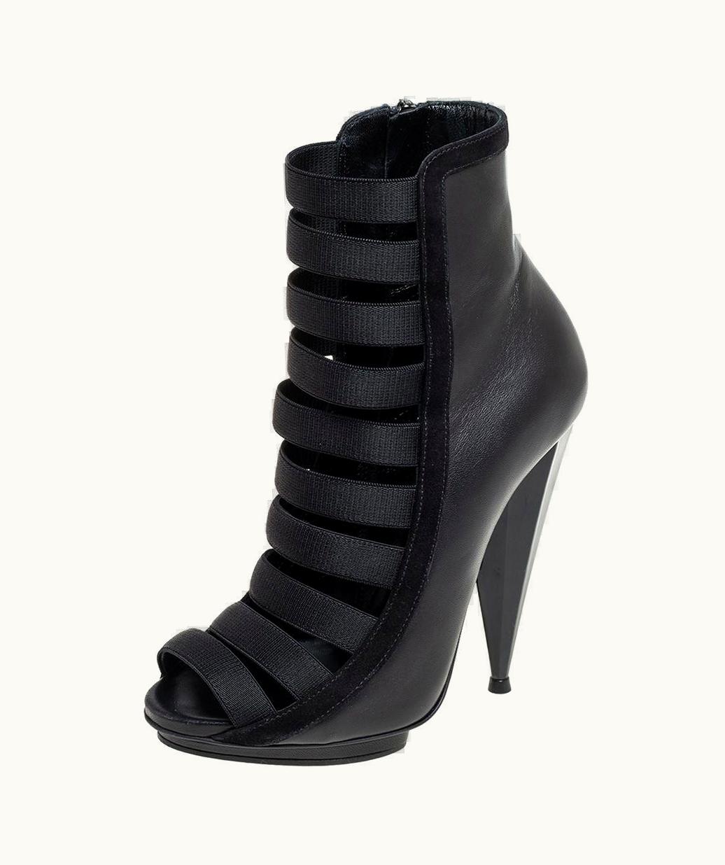 Gucci Gucci Black Elastic And Leather Isadora Gladiator Booties UZ0575685