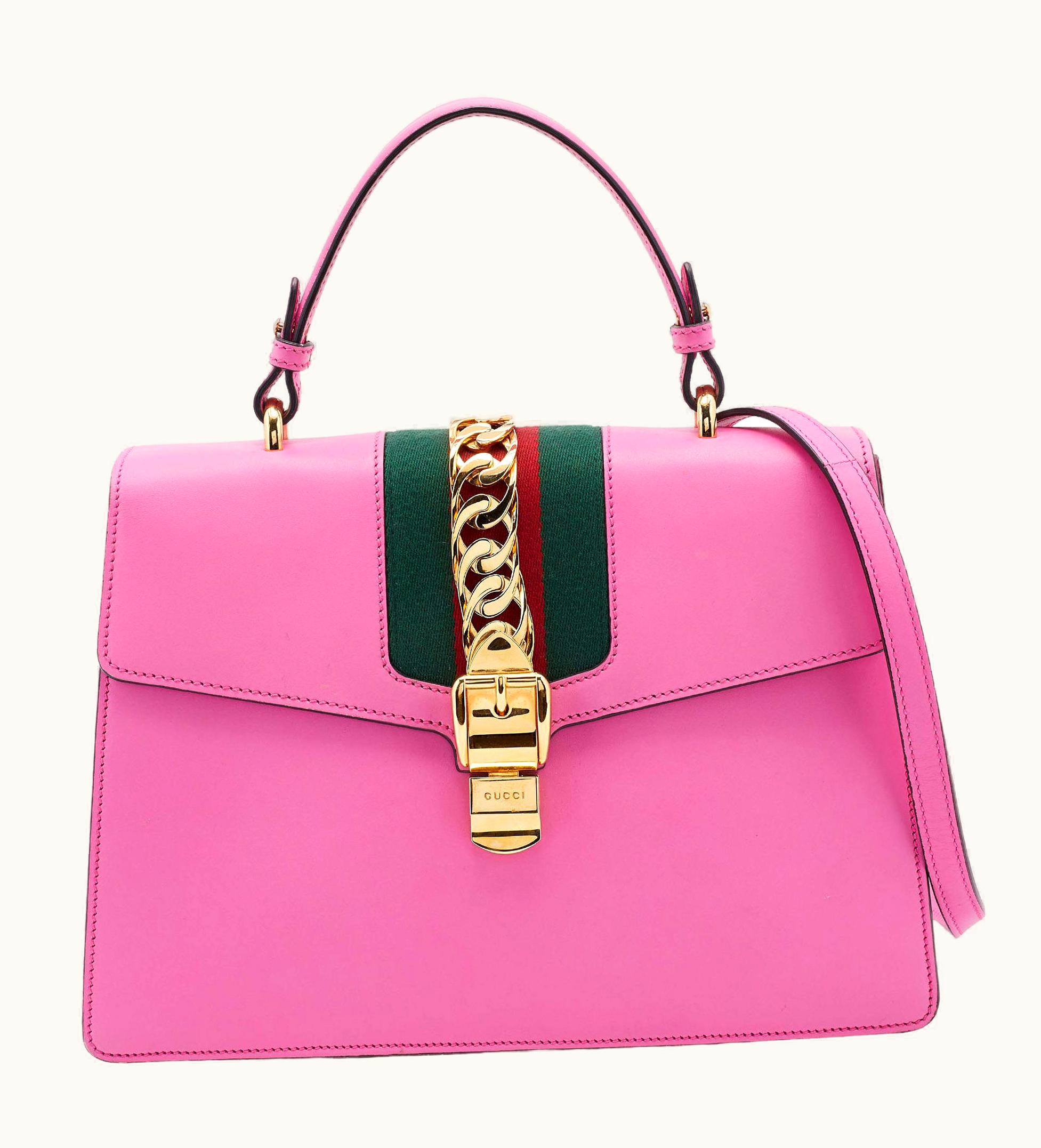 Gucci Gucci Pink Leather Medium Sylvie Top Handle Bag