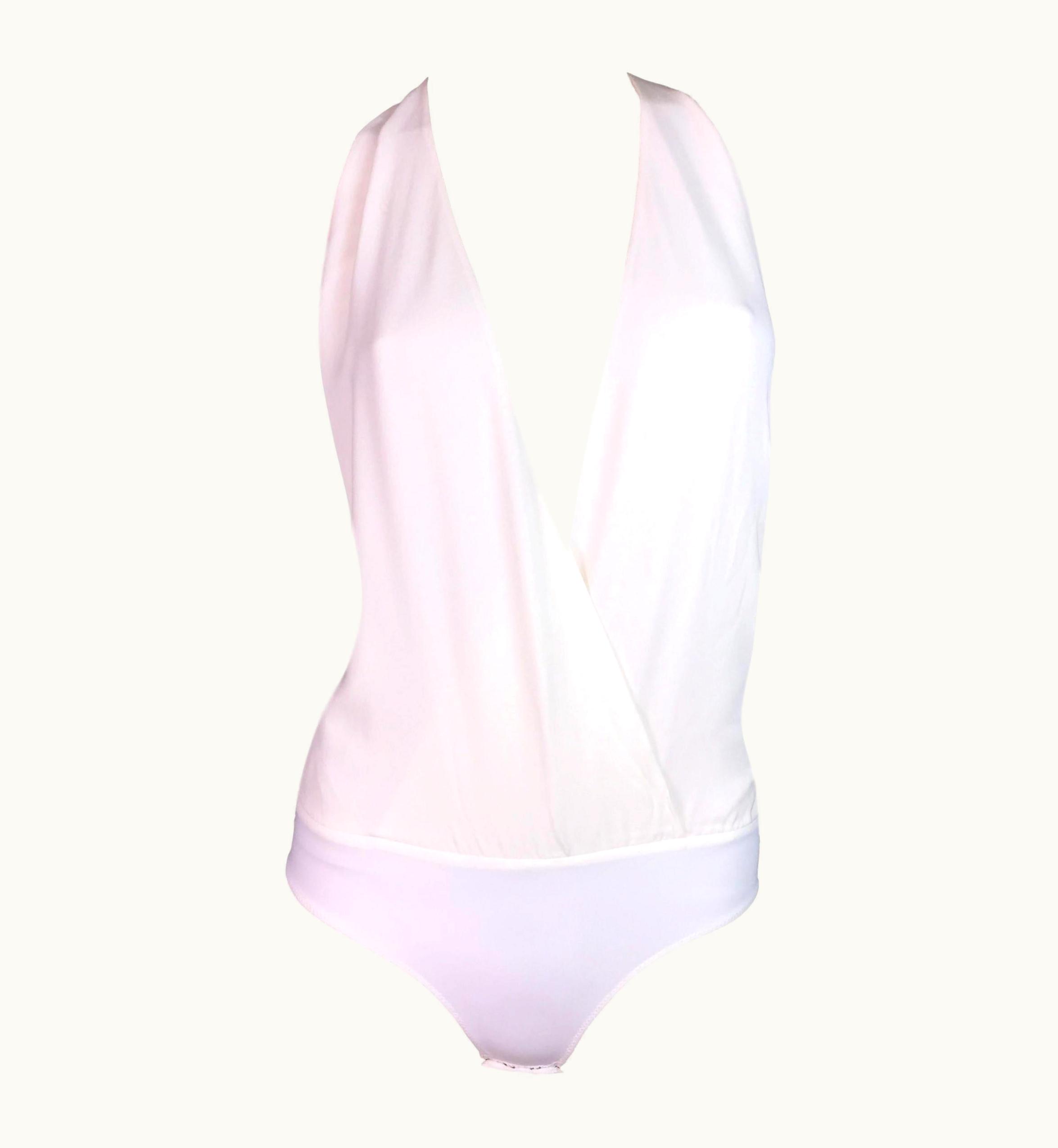 Gucci 2011 Gucci Sheer Ivory Plunging Bodysuit Top