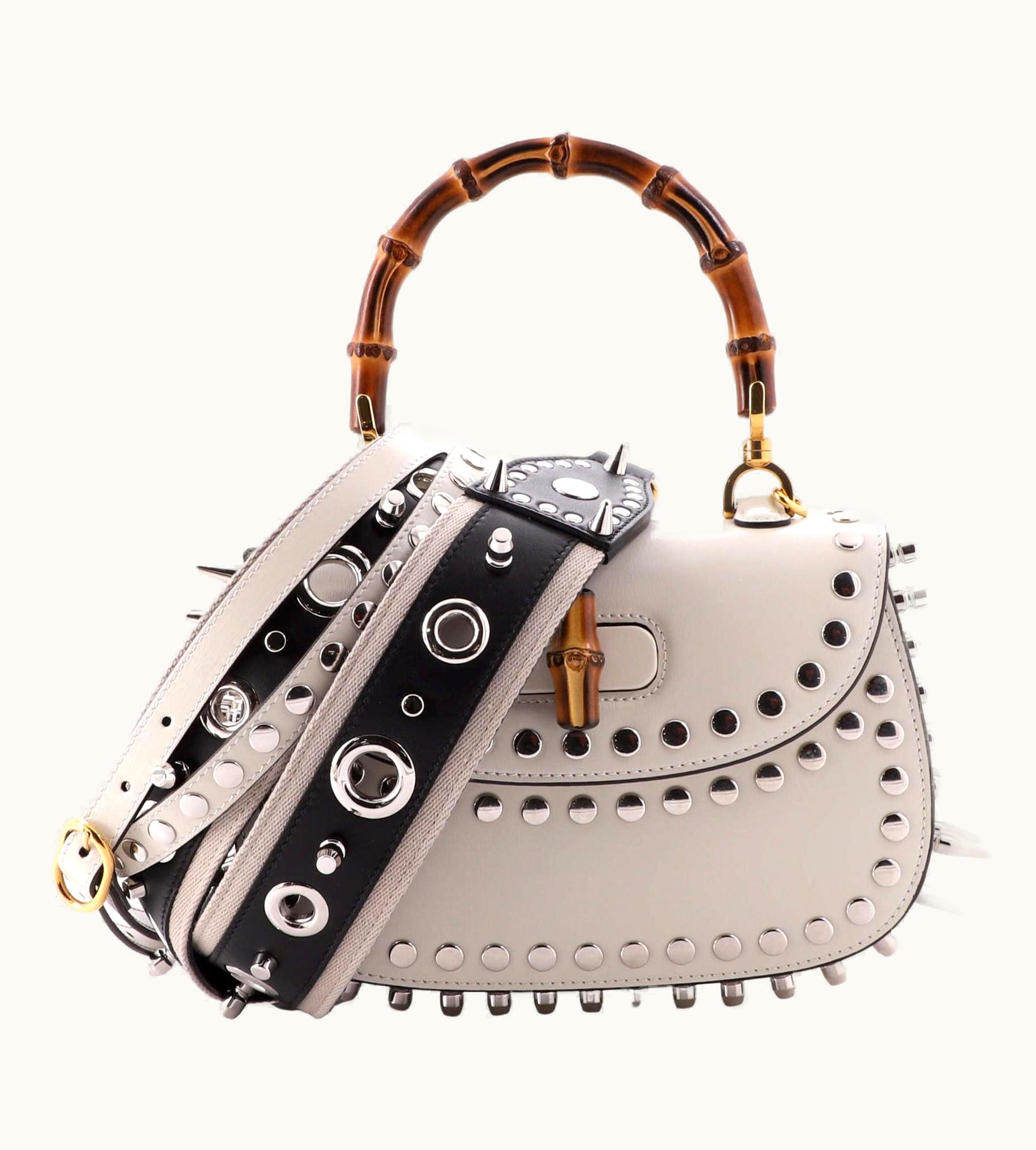 Gucci Gucci Bamboo 1947 Top Handle Bag Studded Leather Small