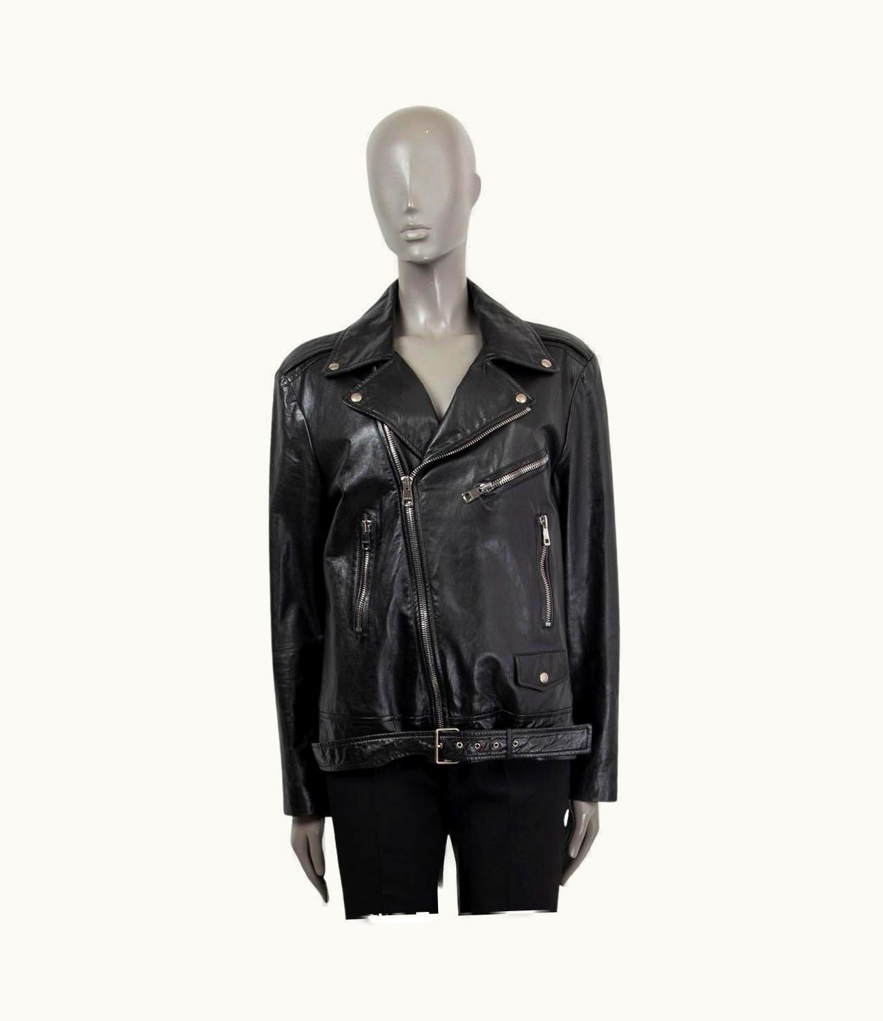 Gucci Gucci Black Leather 2016 Ghost Biker Jacket 48 Xxl