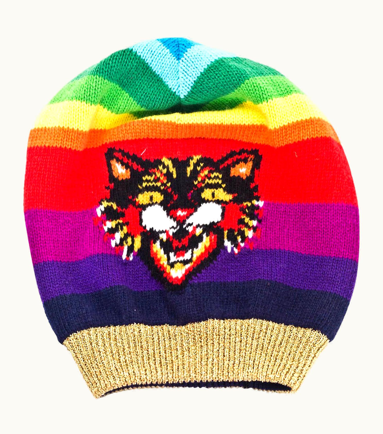 Gucci Gucci 2017 Rainbow Tiger Beanie Hat Nwt Rt. $680