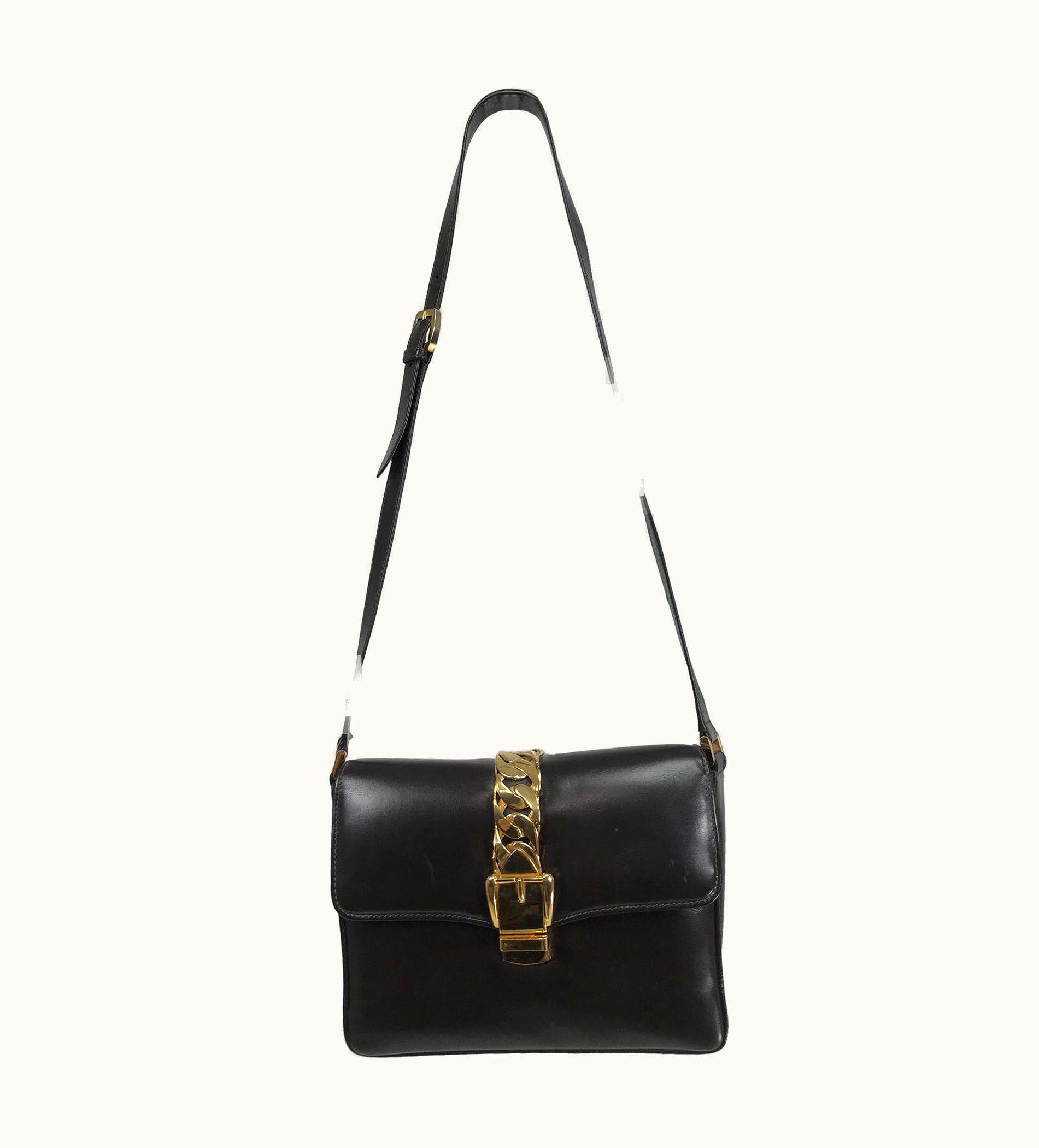 Gucci Gucci Original Sylvie Shoulder Bag 1969 Chocolate Brown Leather & Gold Hardware