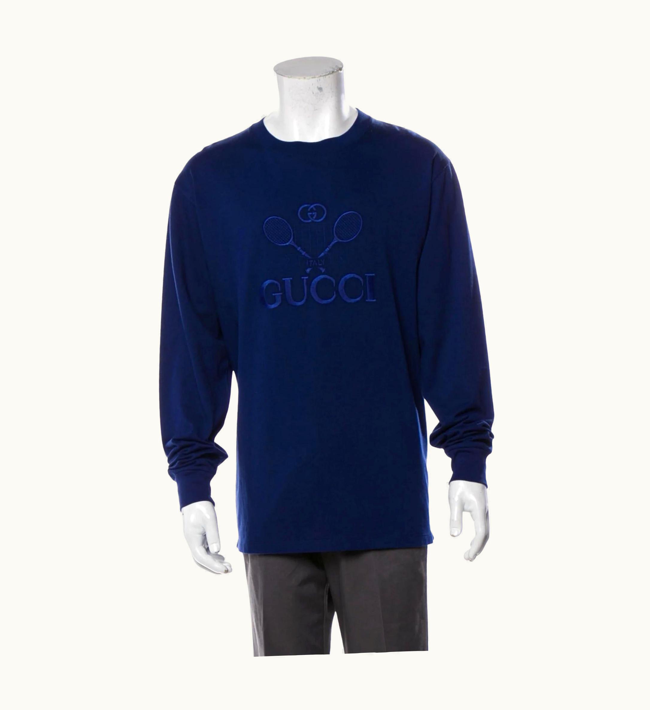 Gucci Gucci Blue Cotton Tennis Sweatshirt 2019 (Small)