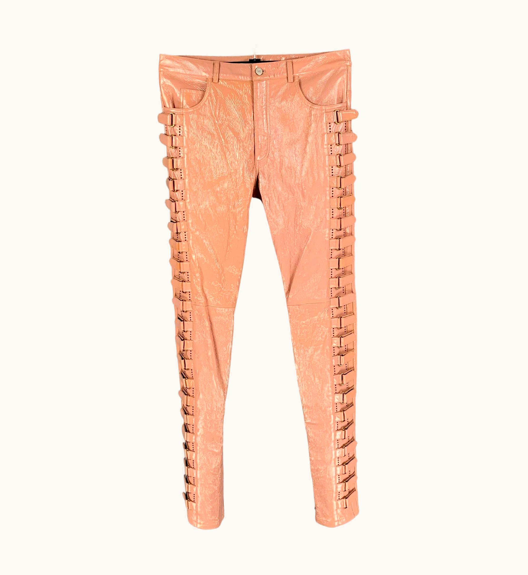 Gucci Gucci Resort 2019 Pink Patent Leather Side Tabs Pants