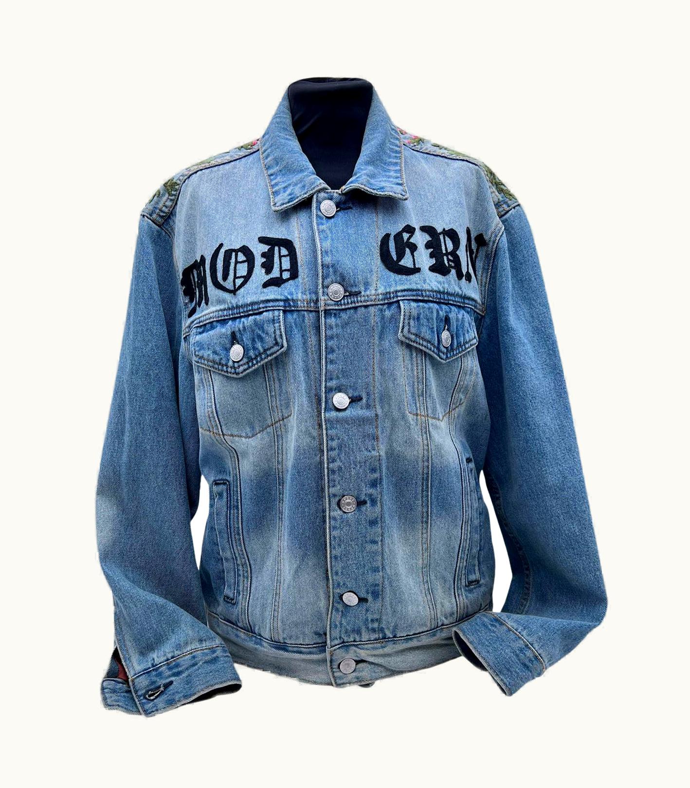 Gucci Gucci Modern Light Blue Denim Embroidered Jeans Men Jacket It