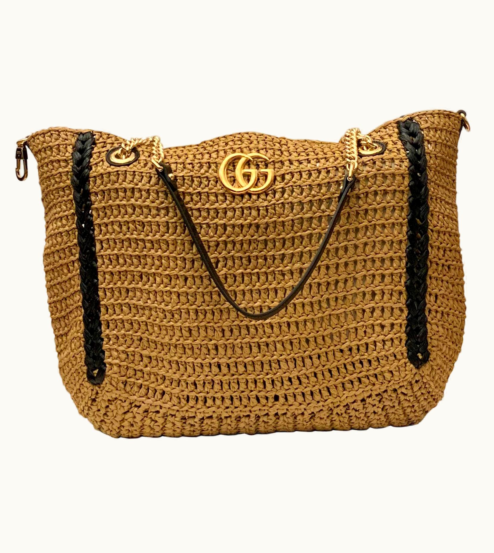 Gucci Gucci 2019 Large Gg Marmont Raffia Tote Bag