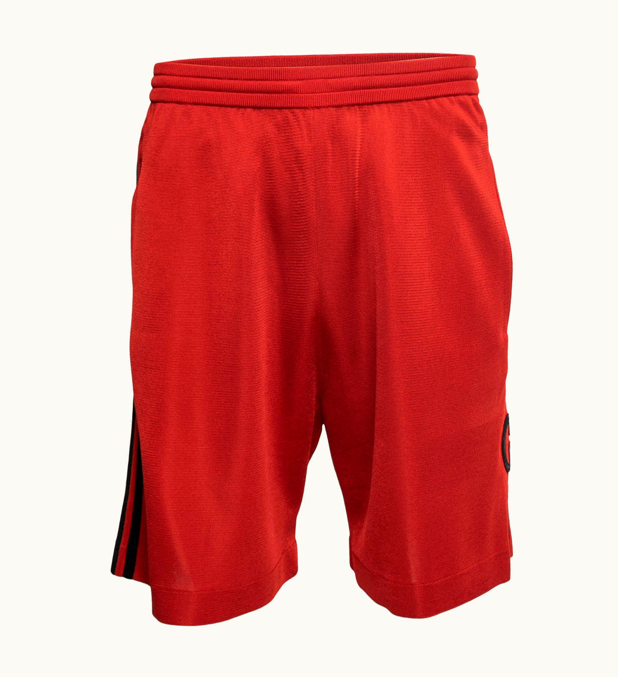 Gucci Gucci Adidas Red Gg Monogram Knit Bermuda Shorts