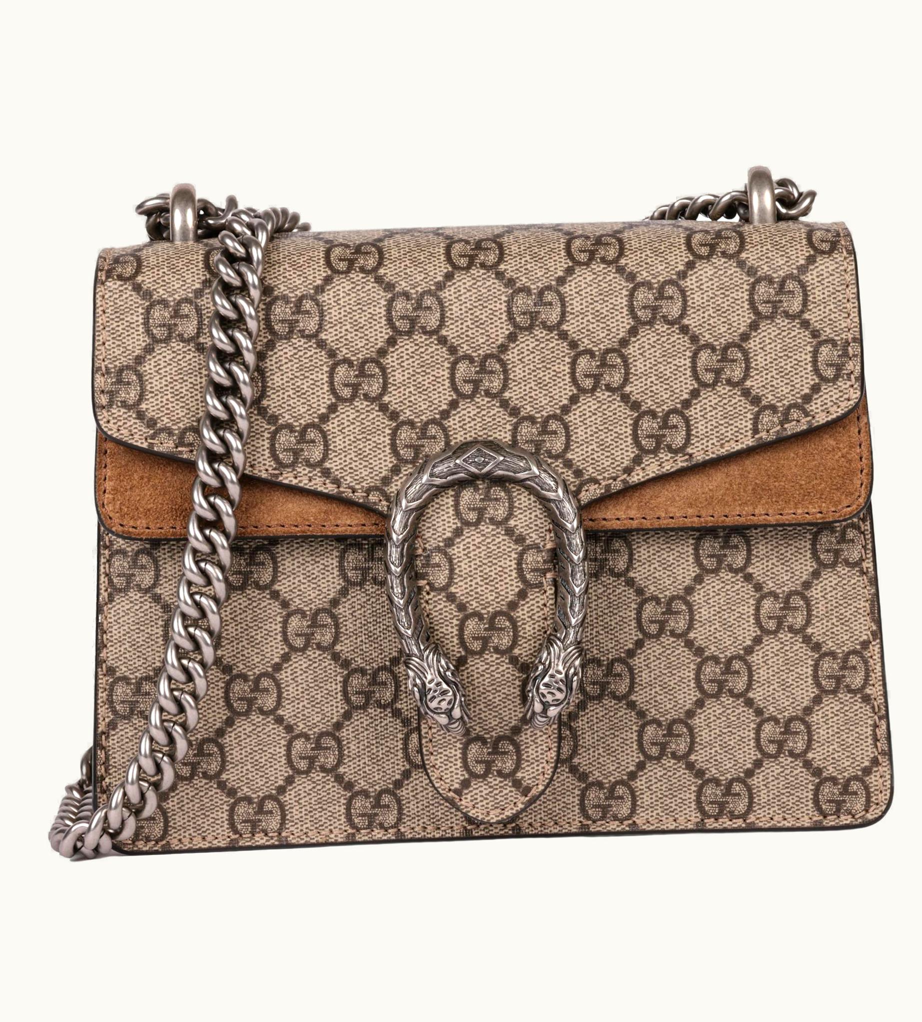 Gucci Gucci Beige Gg Supreme Canvas & Taupe Suede Mini Dionysus