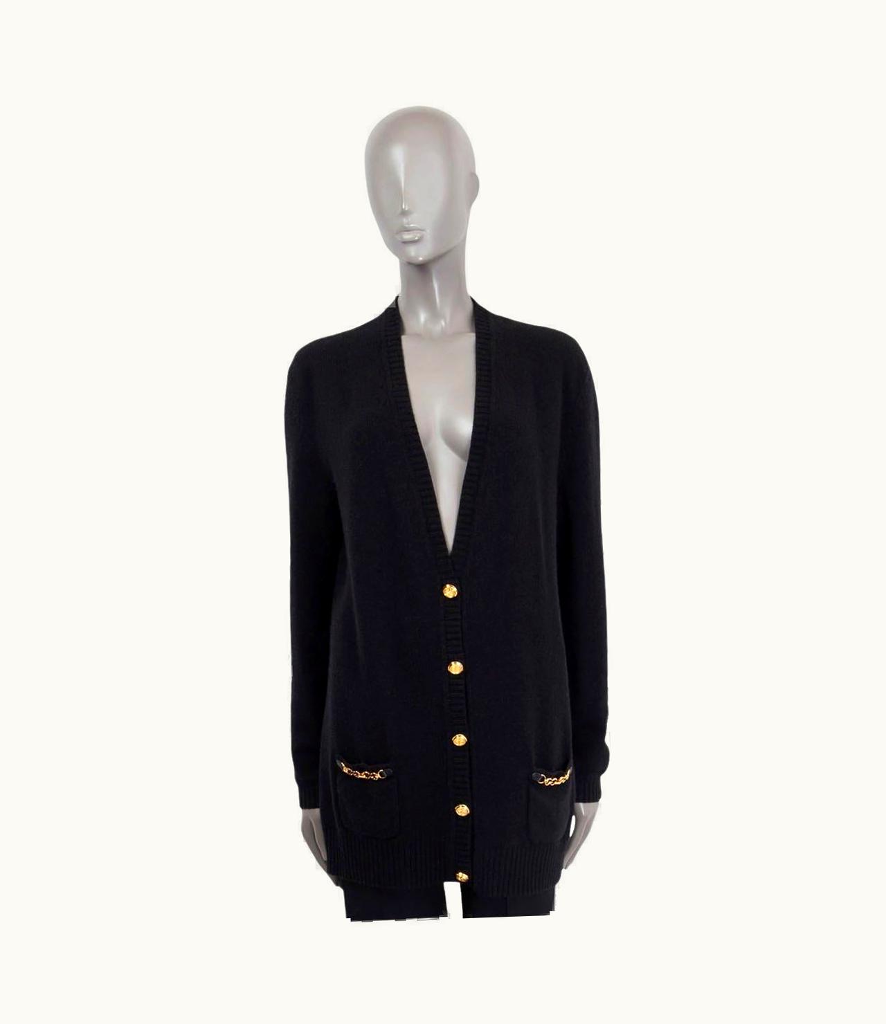 Gucci Gucci Black Cashmere 2021 Chain Detail Long Cardigan Sweater
