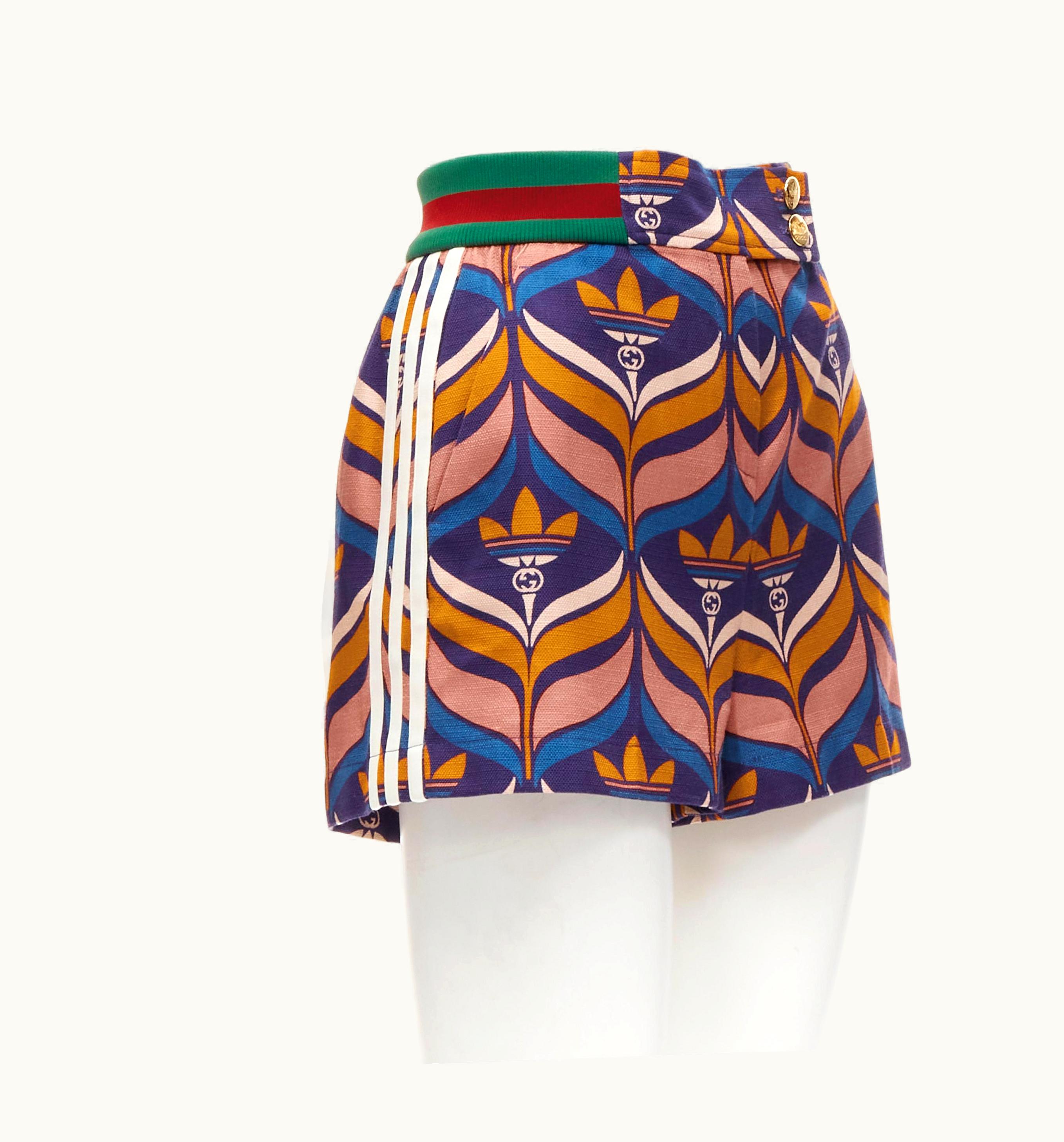 Gucci Gucci Adidas 2022 Trefoil Logo Print Web Waist 3-striped Shorts