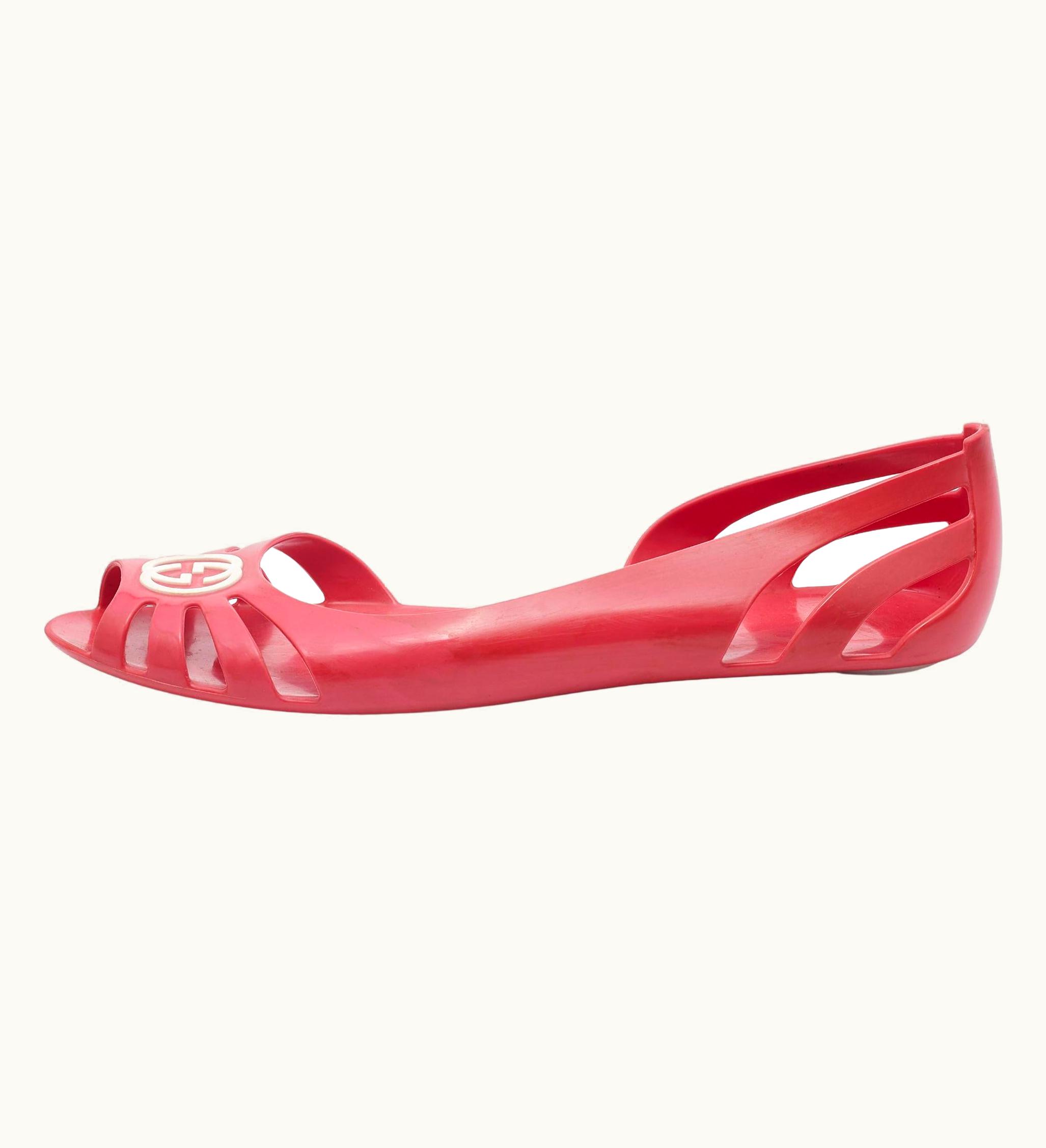 Gucci Gucci Pink Jelly Interlocking Gg Marola Ballet Flats