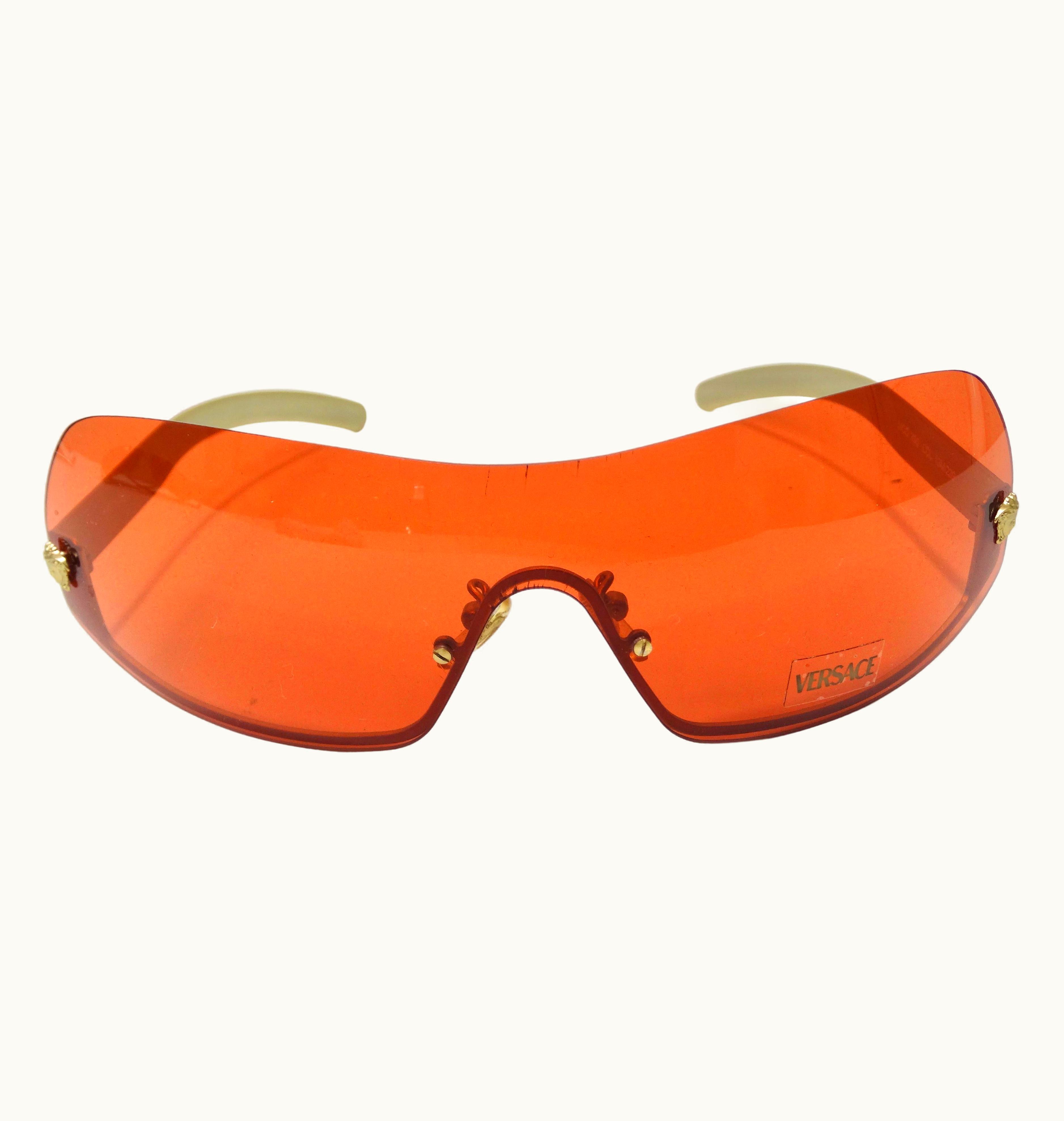 Versace Versace Vintage 1990' Orange/Gold Shield Sunglasses