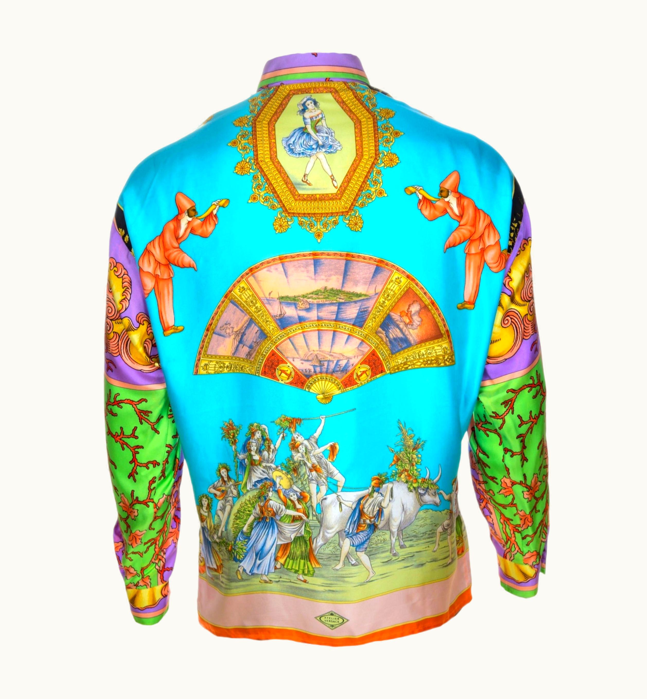 Gianni Versace Couture Gianni Versace Naples Silk Shirt Miami Beach Collection 1993 Men'