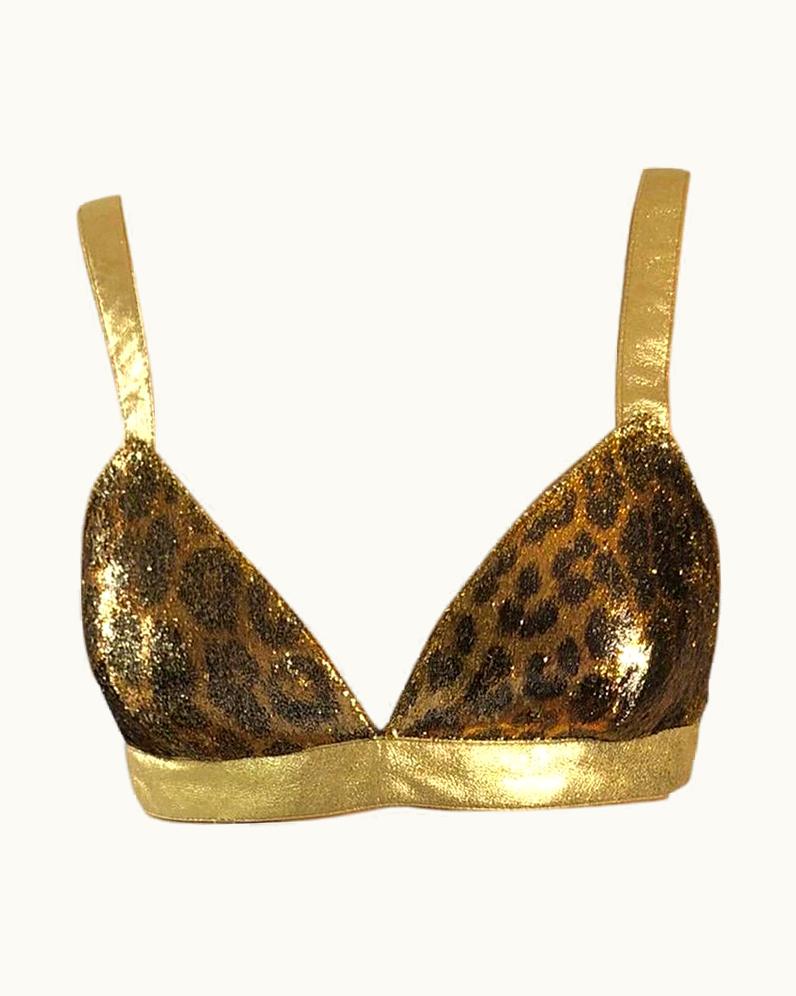 Gianni Versace Couture Gianni Versace AW 1994 Runway Vintage Leopard Bra Bralette Bustier Crop Top