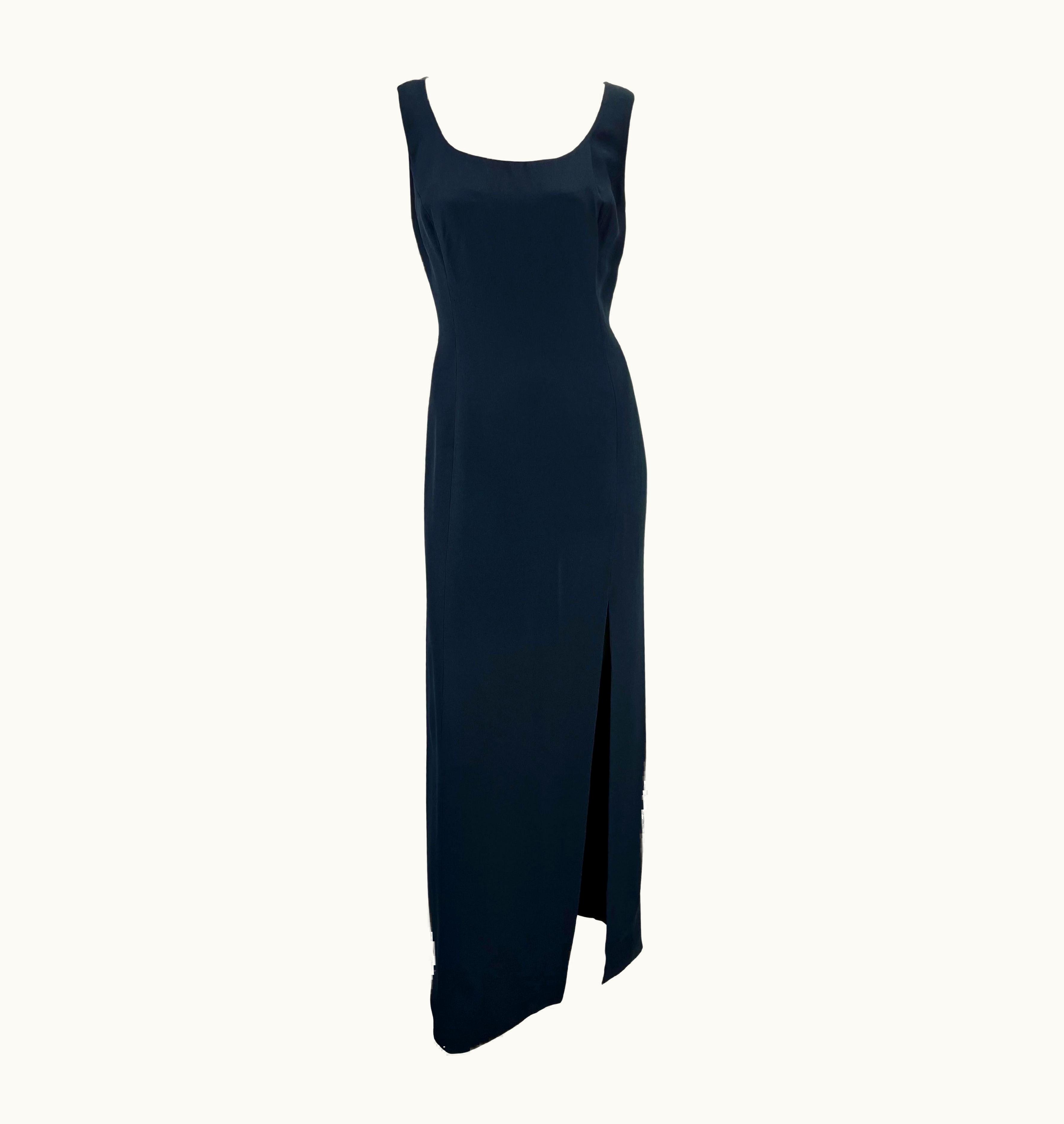 Gianni Versace Couture S/S 1994 Gianni Versace Couture High Slit Navy Sleeveless Gown