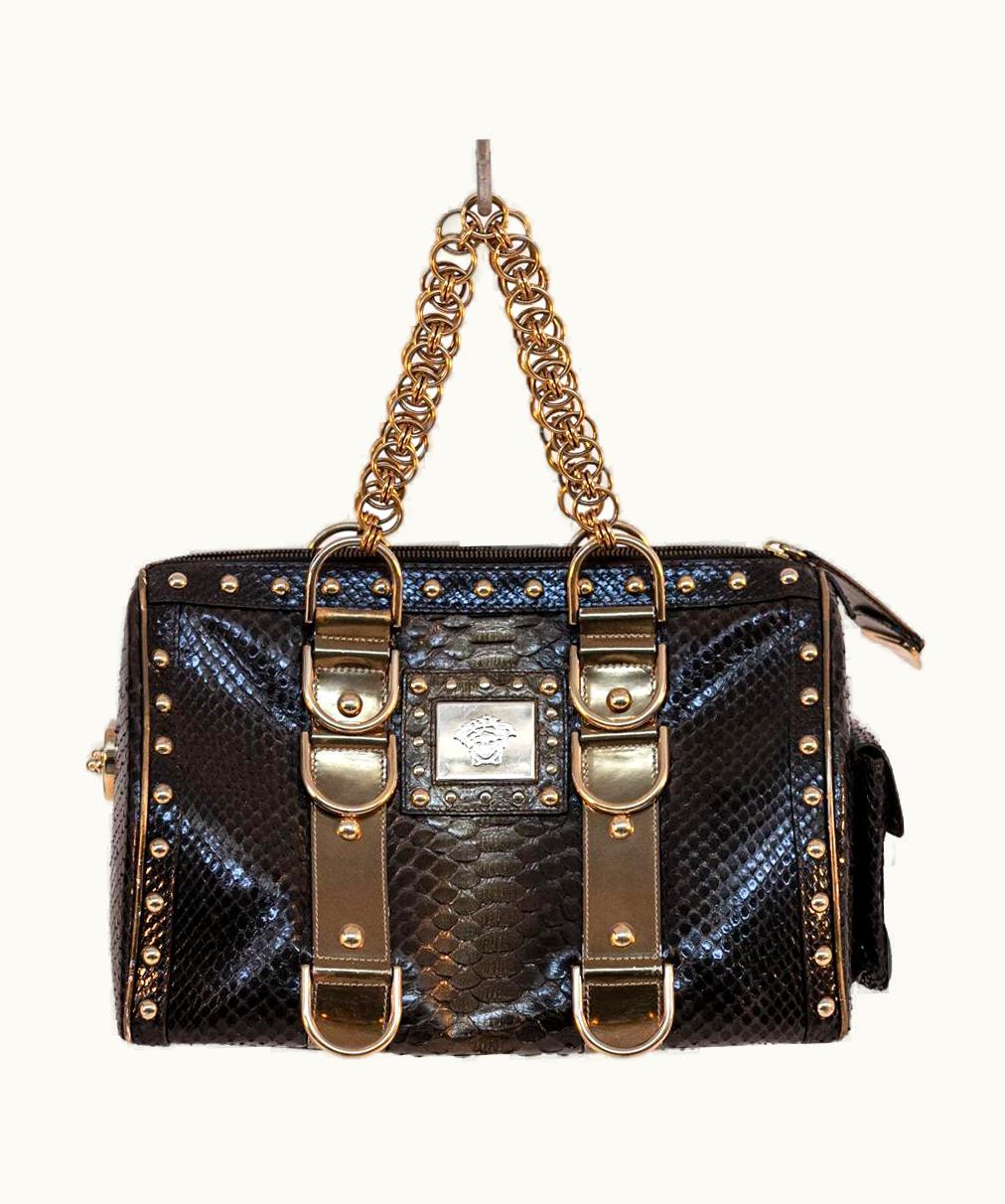 Versace Rare Vintage Versace Handbag In Leather