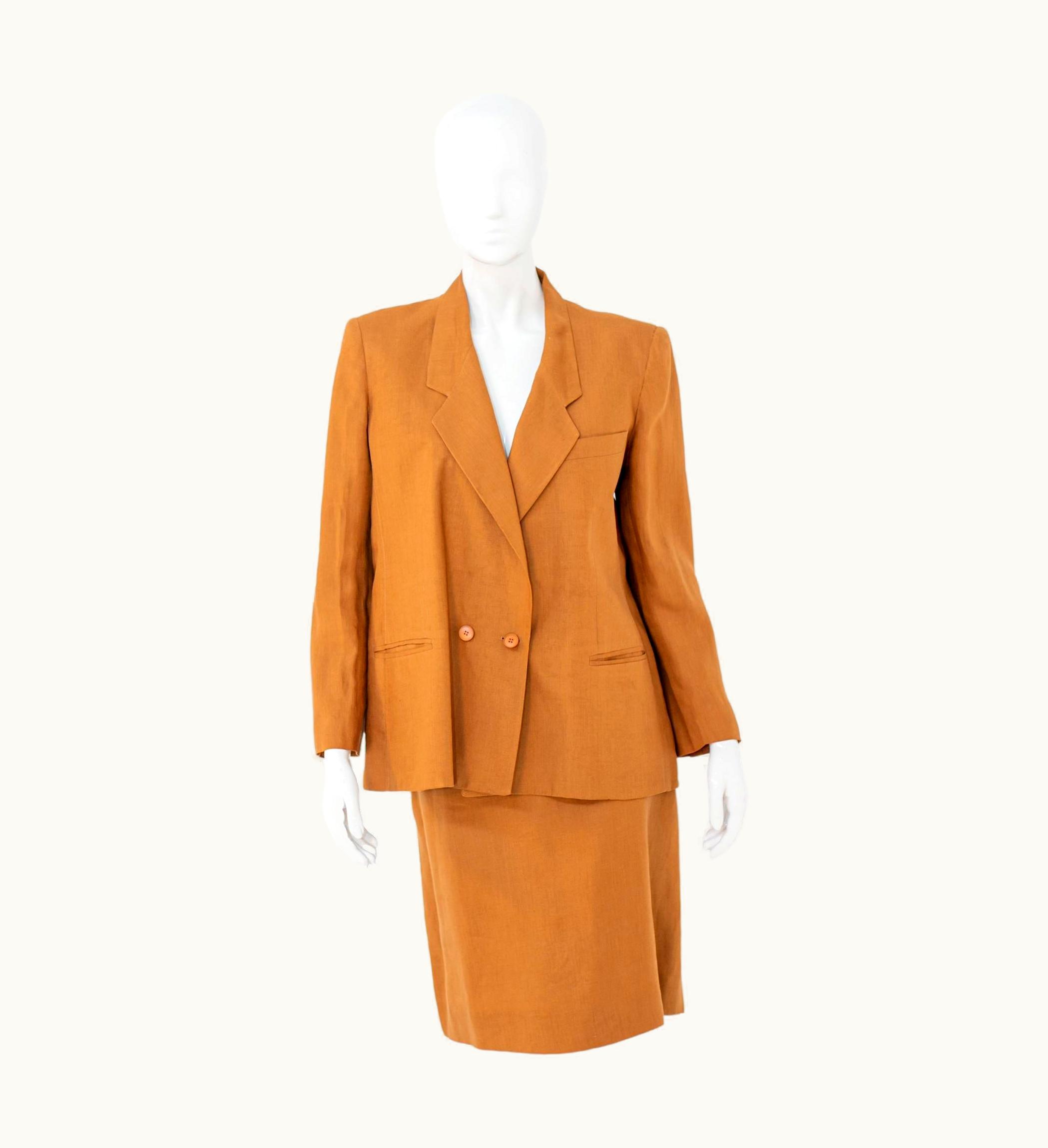 Gianni Versace Couture Vintage Orange Formal Suit By Gianni Versace