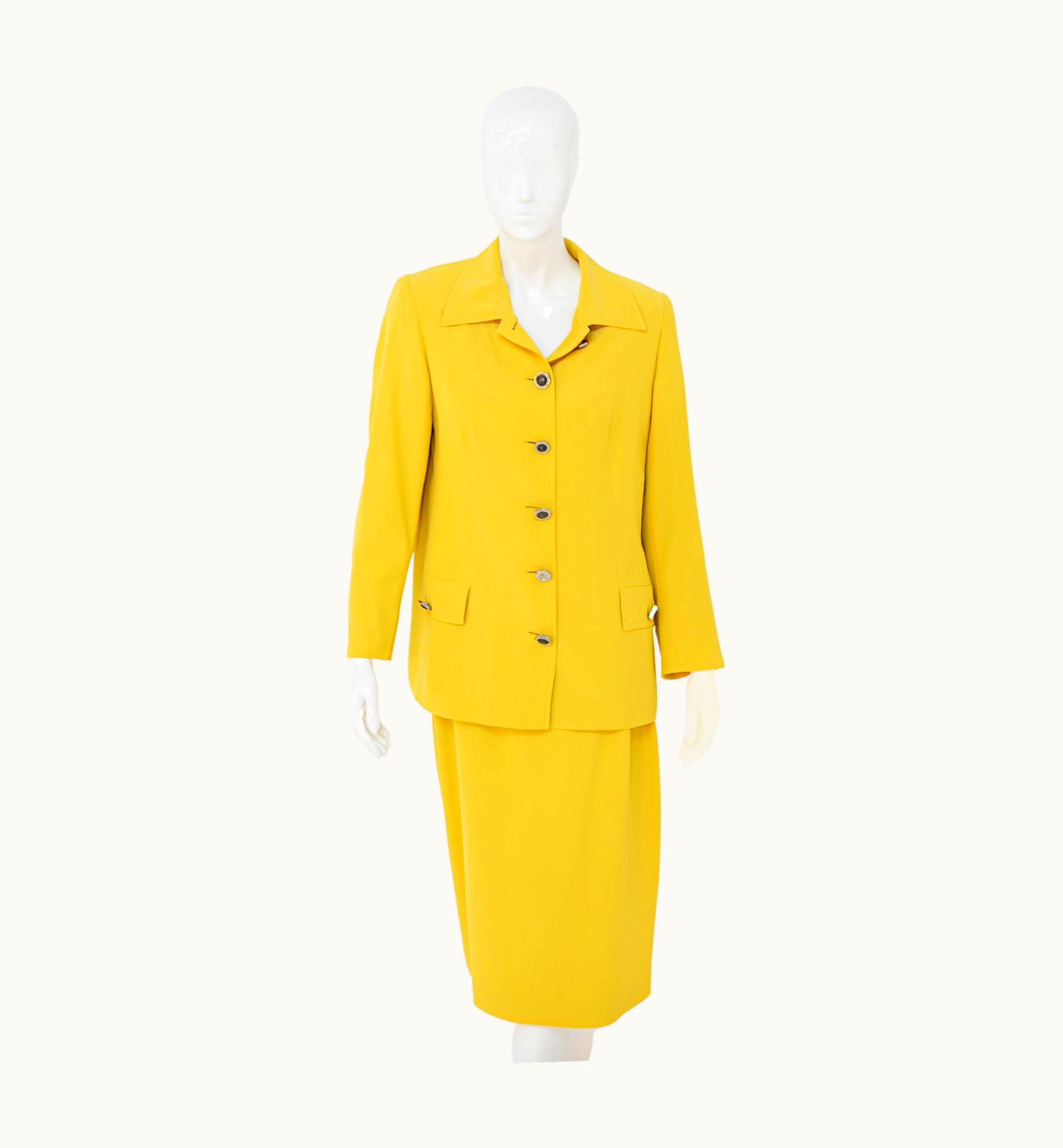 Gianni Versace Couture Bright Gianni Versace Yellow Two Piece Formal Suit