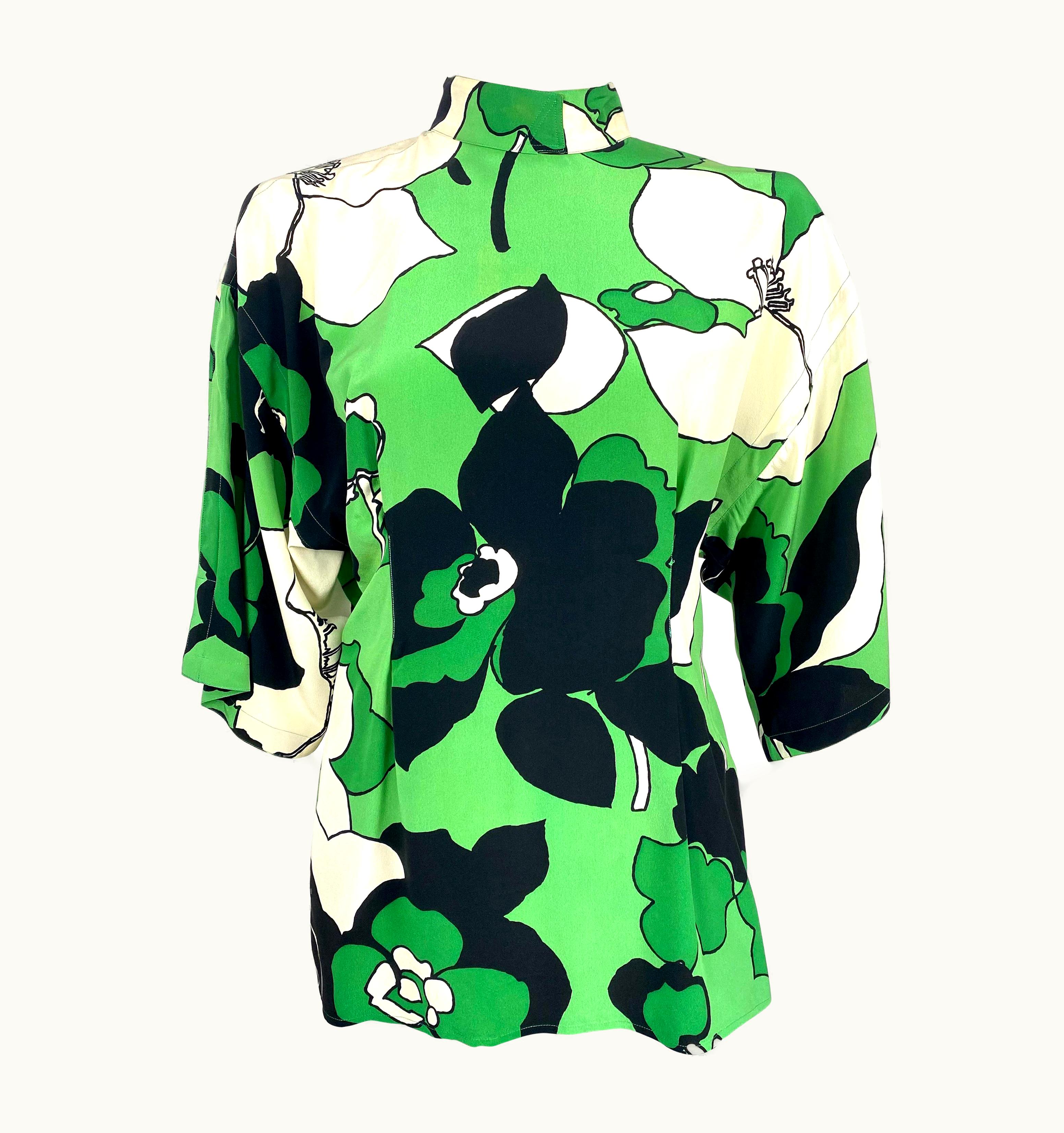 Gianni Versace Couture Rare Vintage Gianni Versace Silk Blouse Kimono Sleeves And Open Back From 1970s