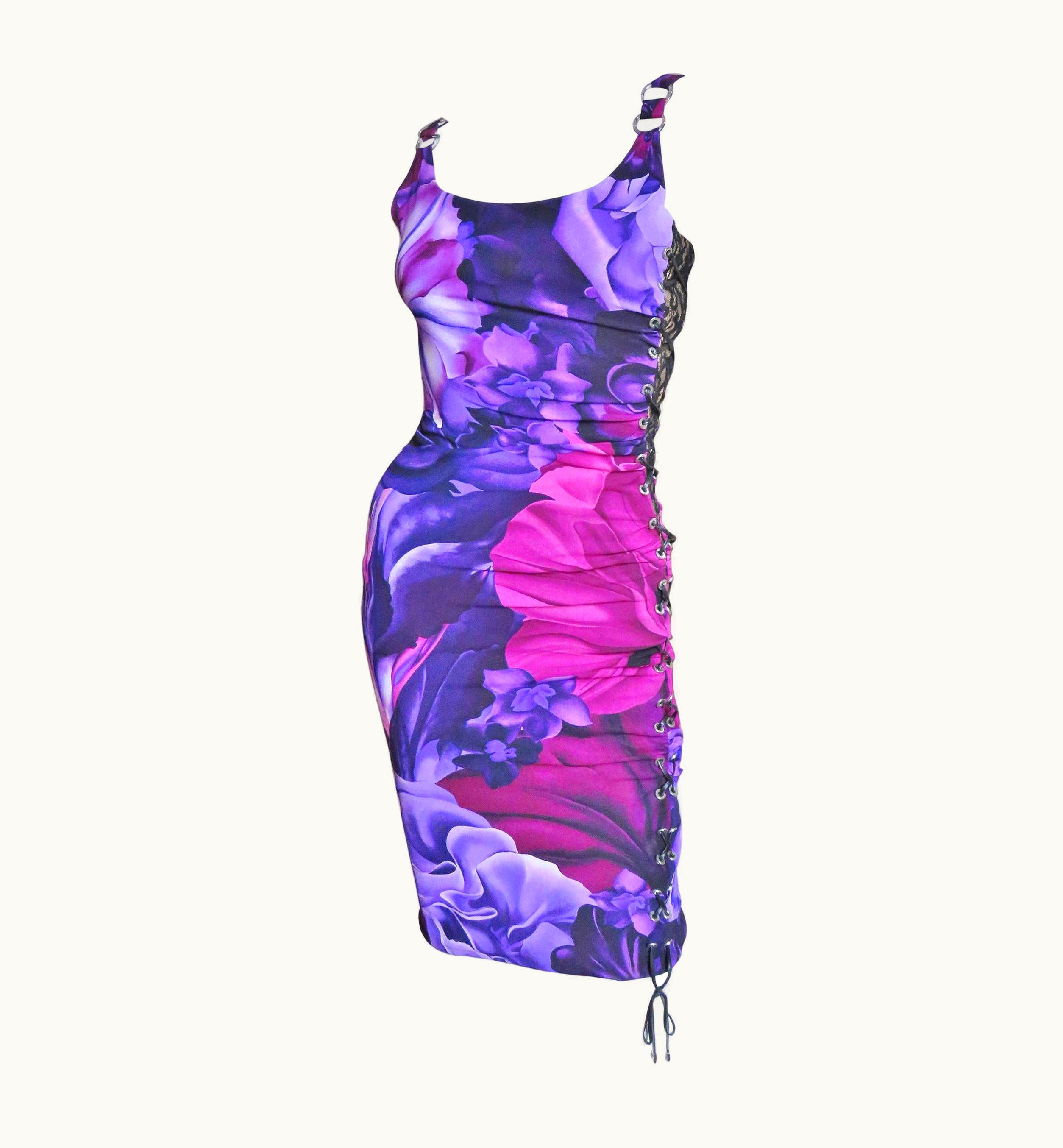 Versace Versace Lace Up Silk Dress