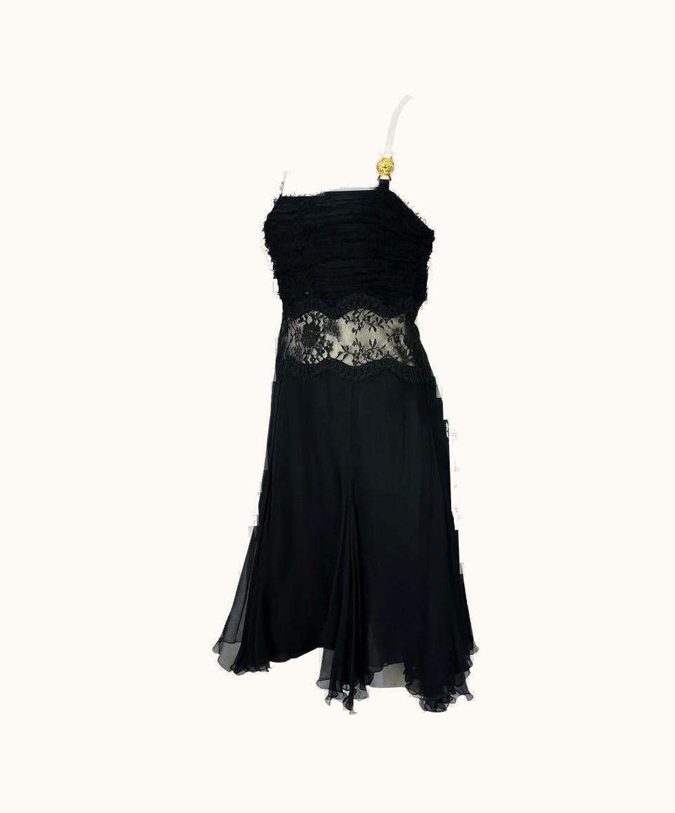 Versace AW 2005 Versace By Donatella Versace Black Silk Lace Mini Dress