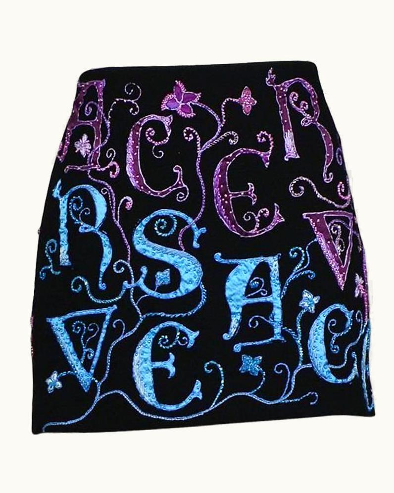 Versace Atelier Black Embellished Mini Skirt